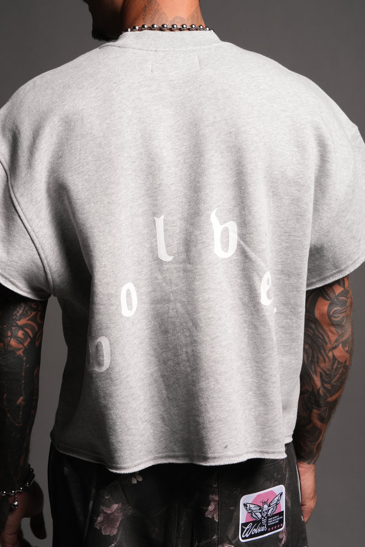 Wolf Pyramid Raw Hem Box Cut Cap Sleeve London Crewneck In Light Athletic Gray