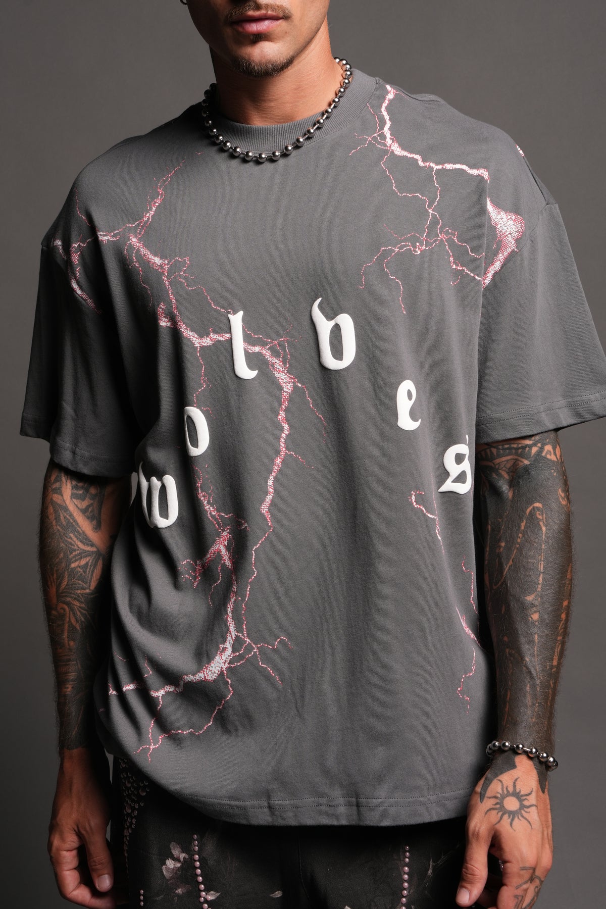 Lightning Frvr Premium Oversized Tee in Slate Gray