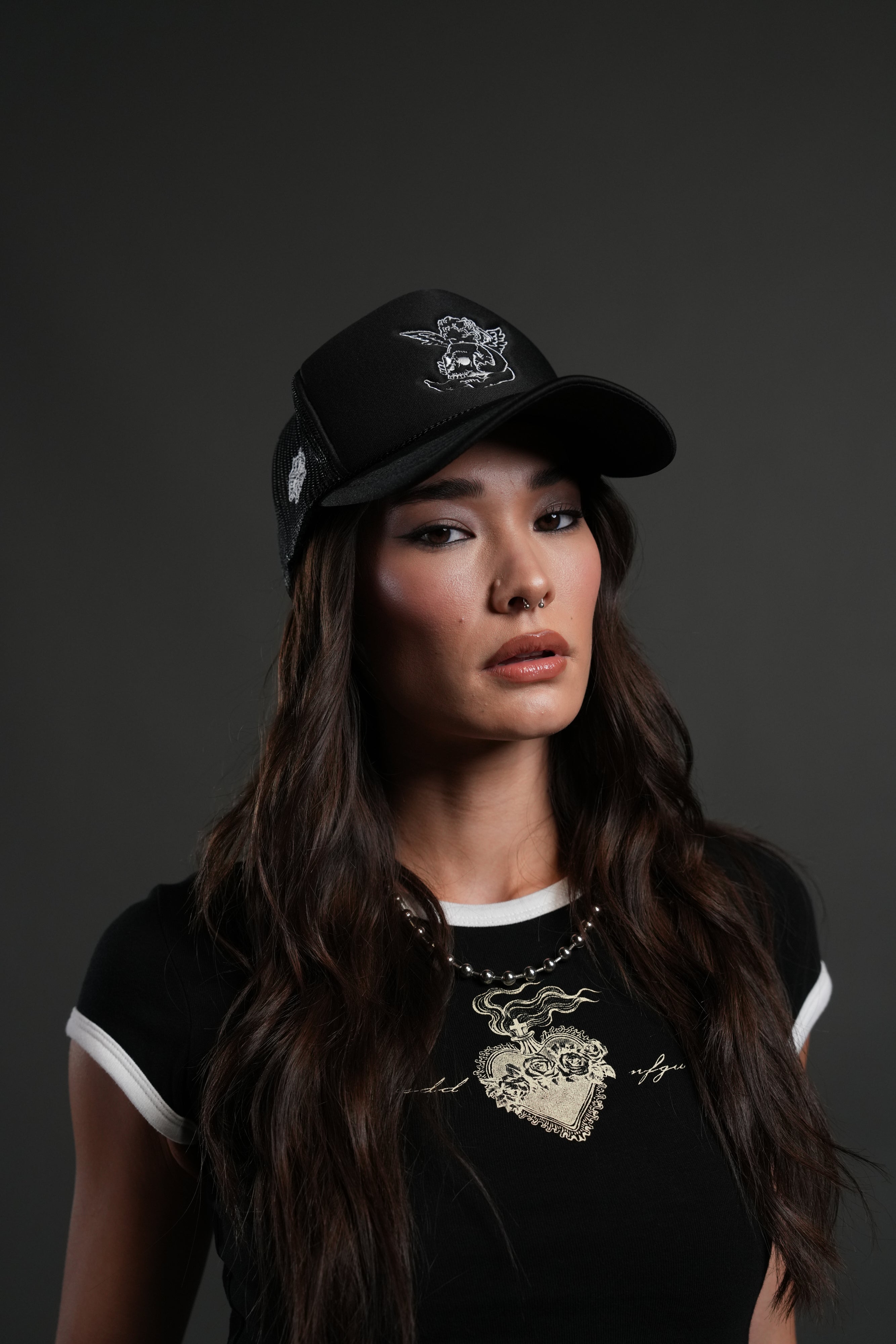 Cherub and the Skull Trucker Hat in Black