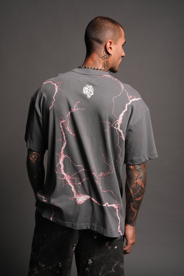 Lightning Frvr Premium Oversized Tee in Slate Gray