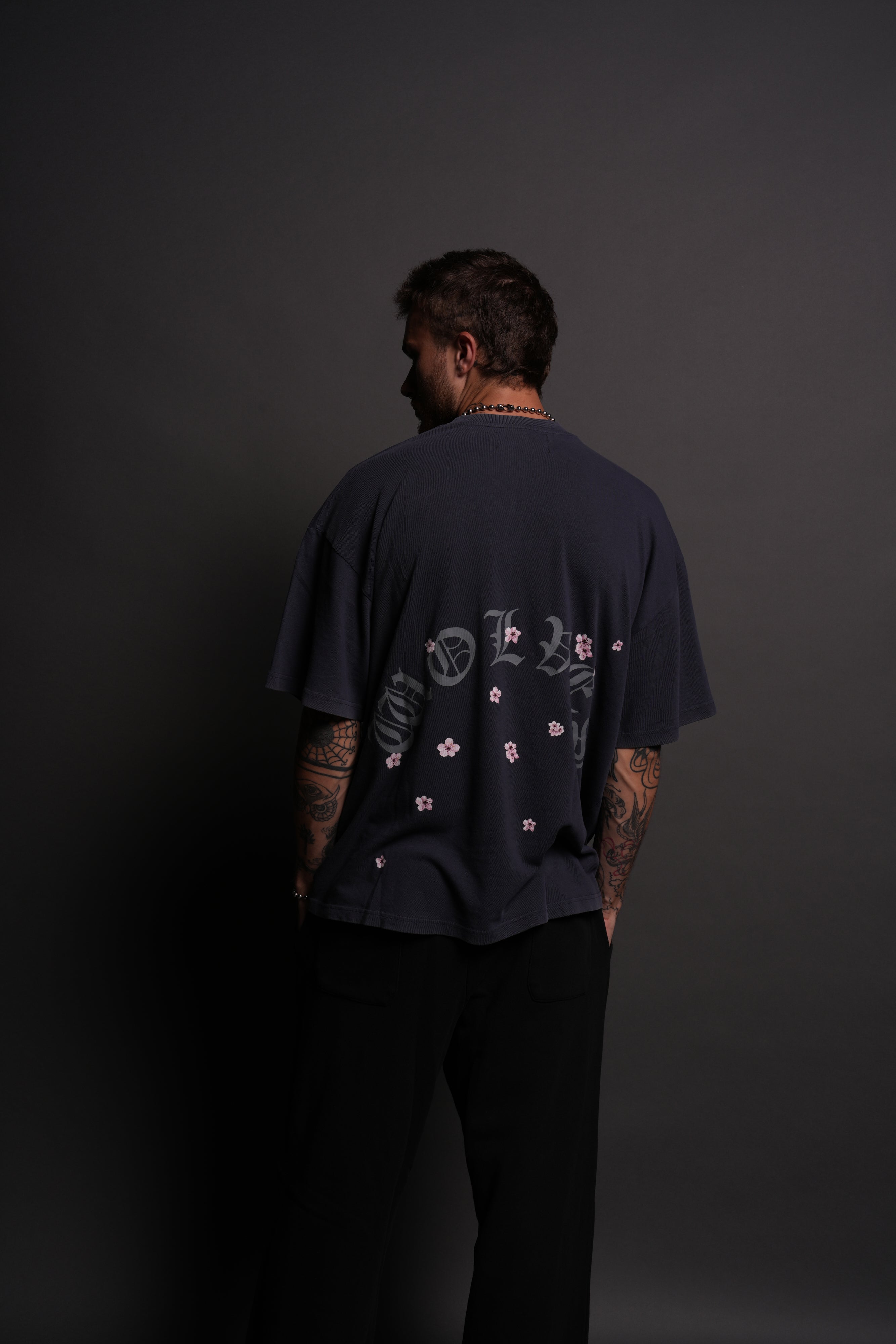 Blood Thirsty Kanji "Premium" Oversized Tee in Midnight Blue