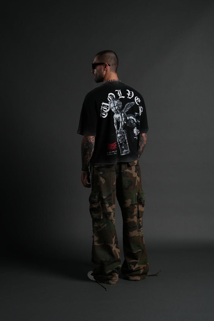 Timeless Premium Raw Hem "Box Cut" Unisex Tee in Black