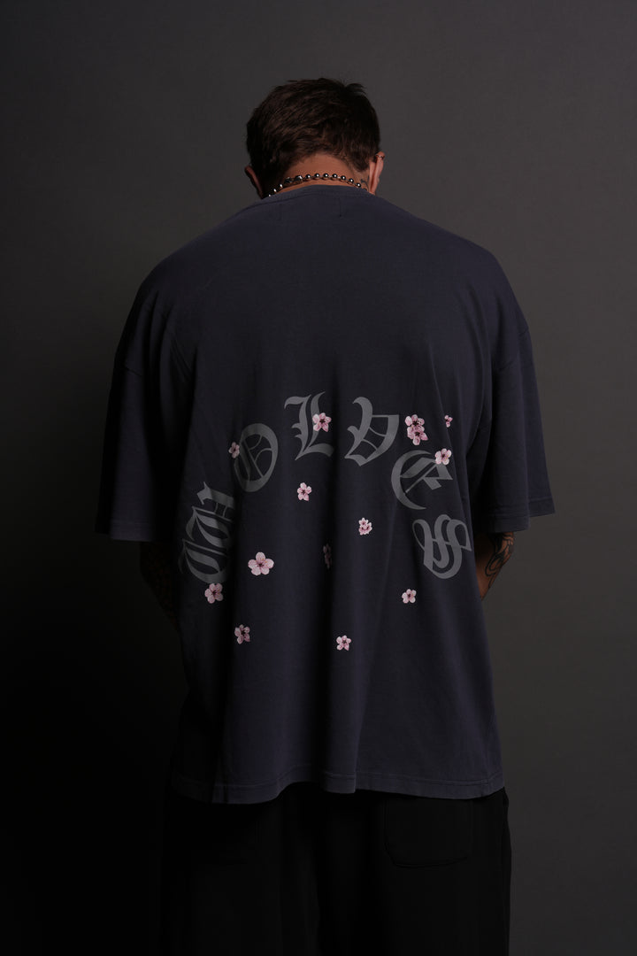 Blood Thirsty Kanji "Premium" Oversized Tee in Midnight Blue
