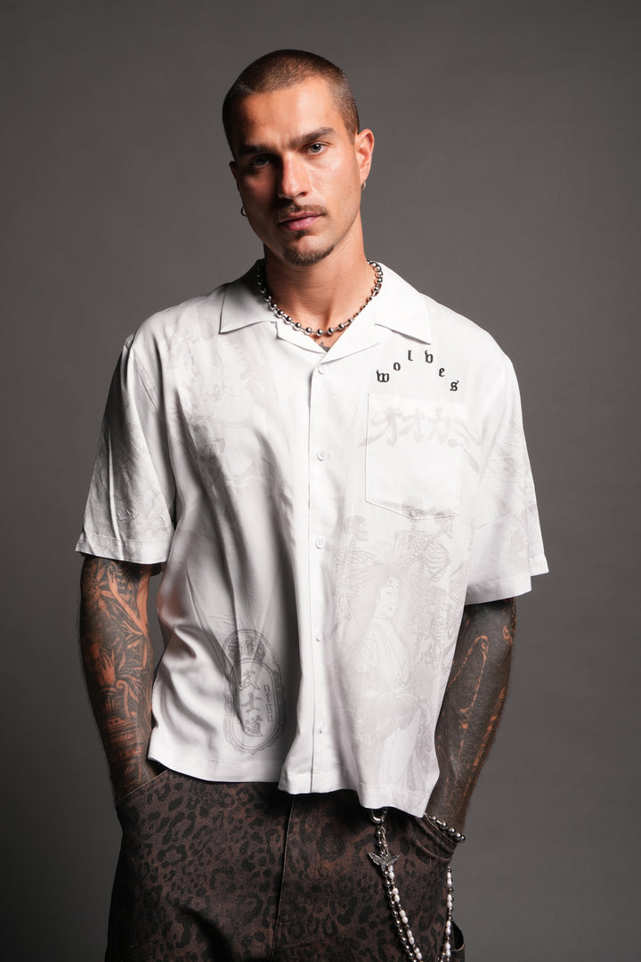 Ronin'S Lament Romero Mid Length Button Up in Cream