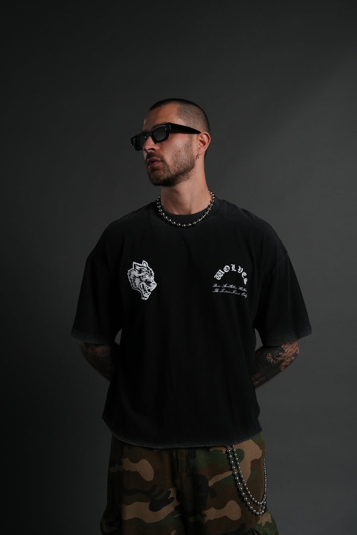 Timeless Premium Raw Hem "Box Cut" Unisex Tee in Black