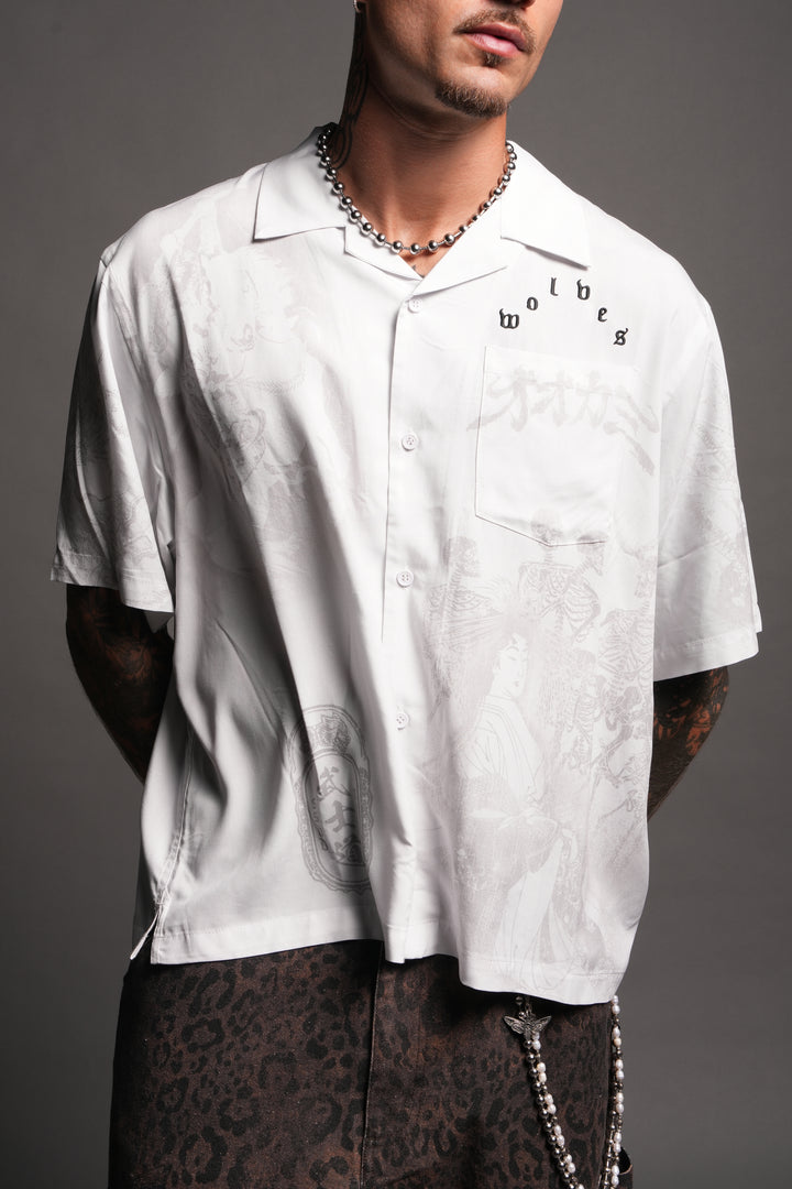 Ronin'S Lament Romero Mid Length Button Up in Cream