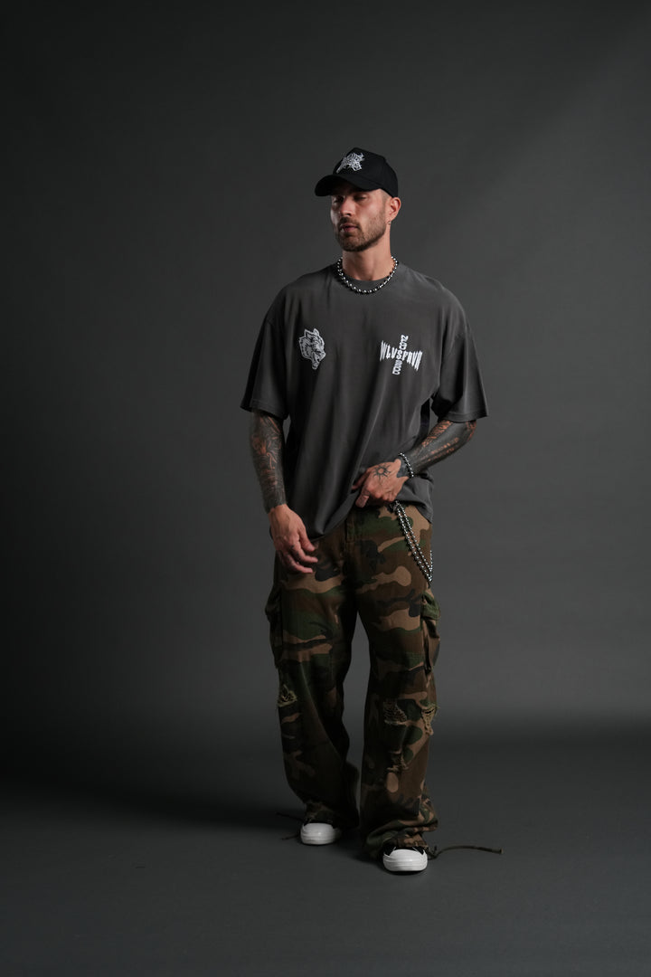 Time is On My Side "Side By Side" Series Premium Oversized Tee in Wolf Gray Drift Wash