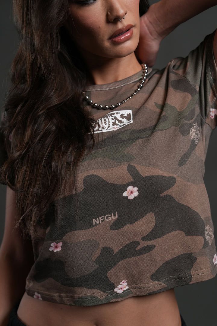 Midnight Wolves "Timeless" Tee in Vintage Blossom Woodland Camo