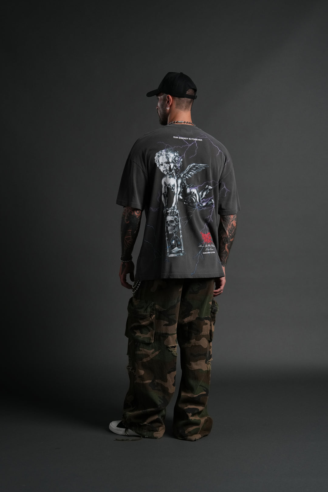 Time is On My Side "Side By Side" Series Premium Oversized Tee in Wolf Gray Drift Wash