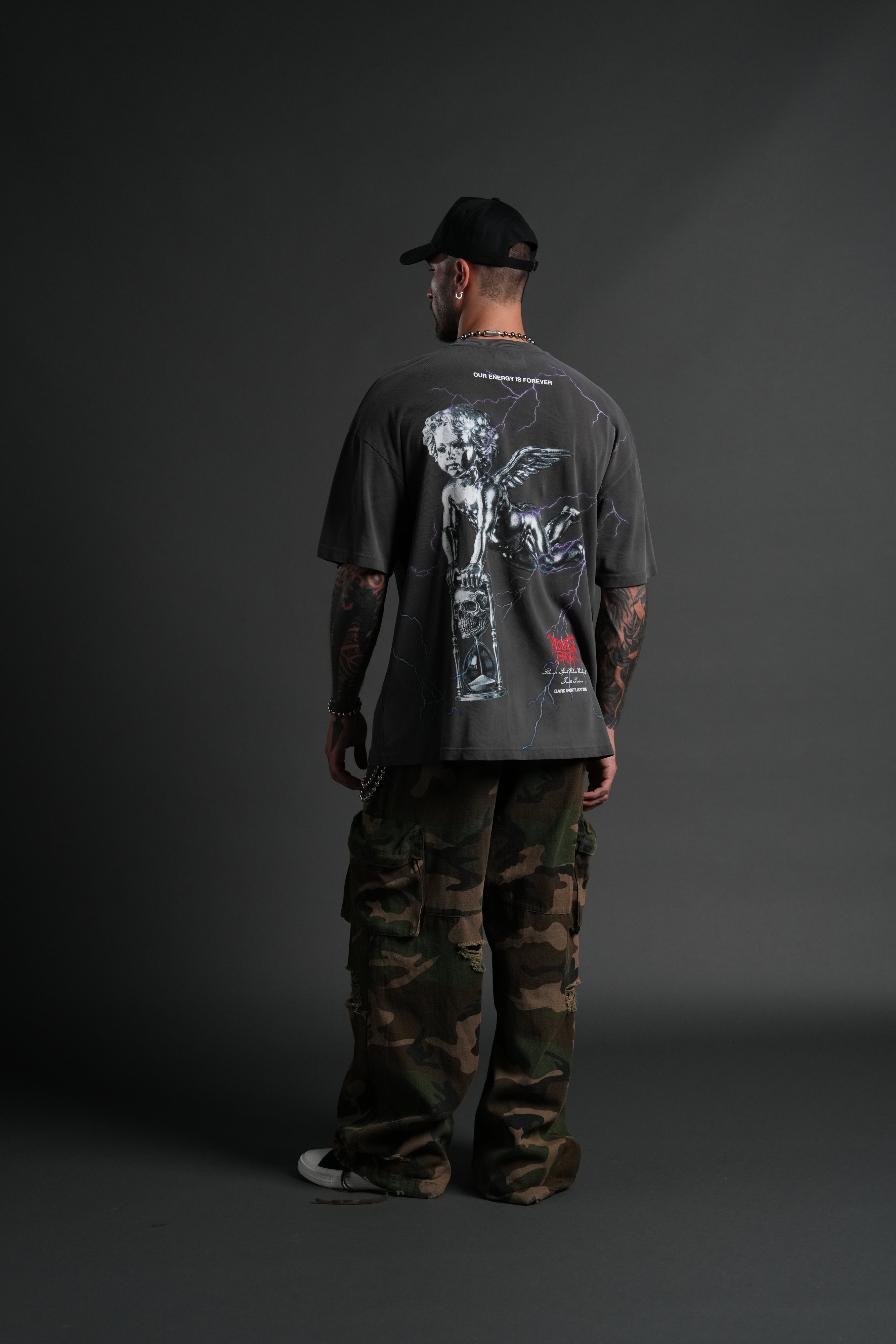 Time is On My Side "Side By Side" Series Premium Oversized Tee in Wolf Gray Drift Wash