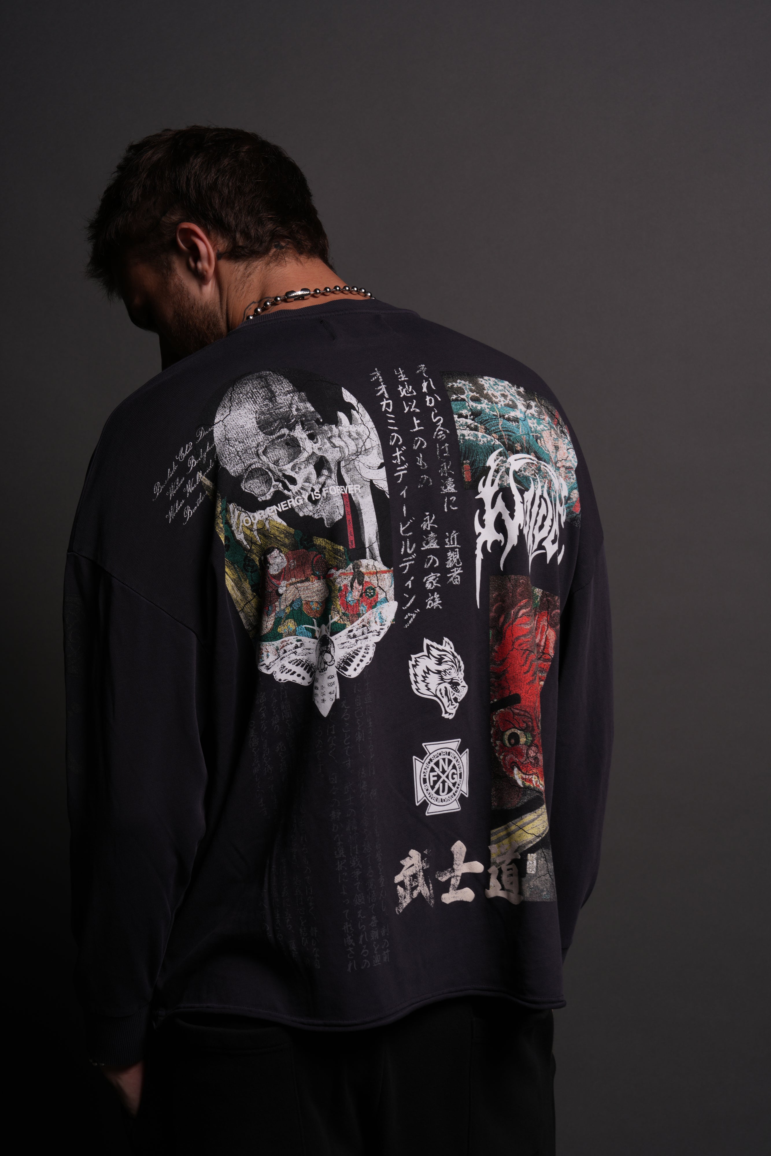 Ukiyo-e Premium "Box Cut" L/S Tee in Midnight Blue