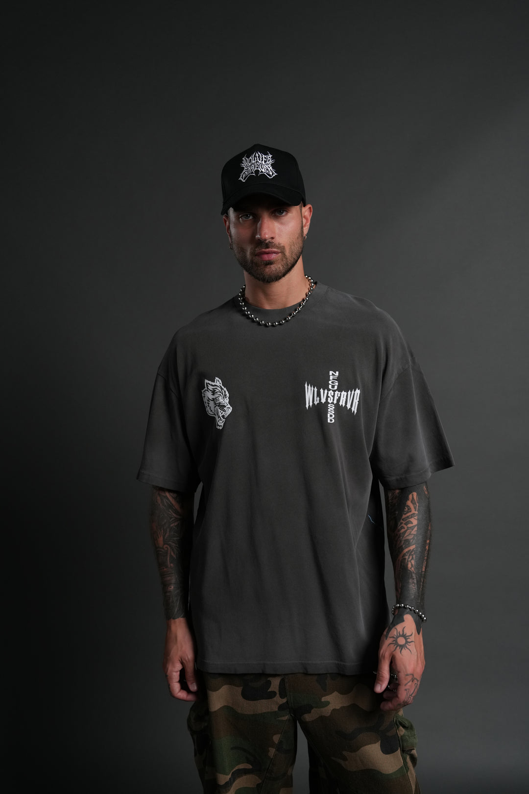 Time is On My Side "Side By Side" Series Premium Oversized Tee in Wolf Gray Drift Wash