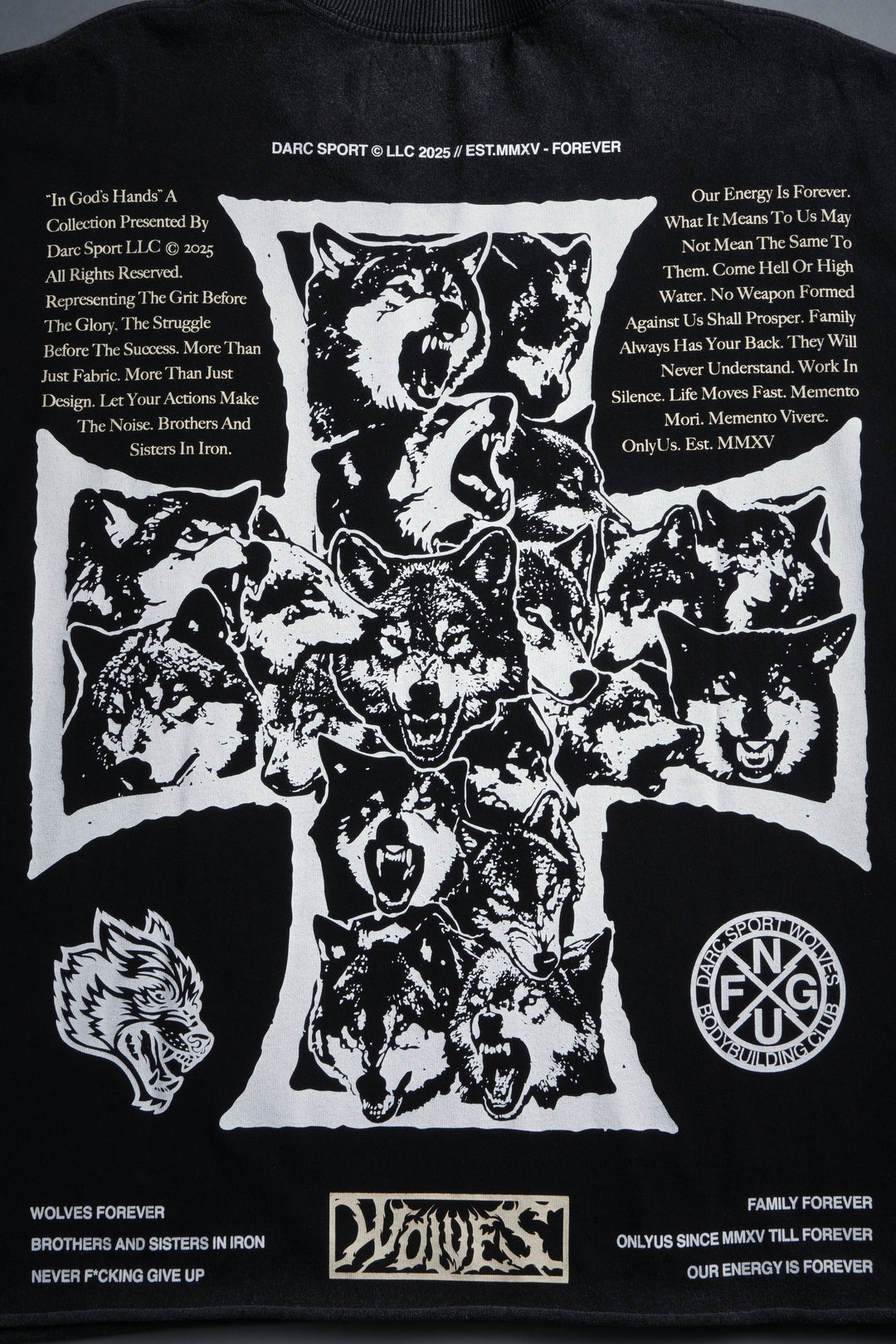 Iron Wolf Pack Grunge Cut-Off Tee in Black