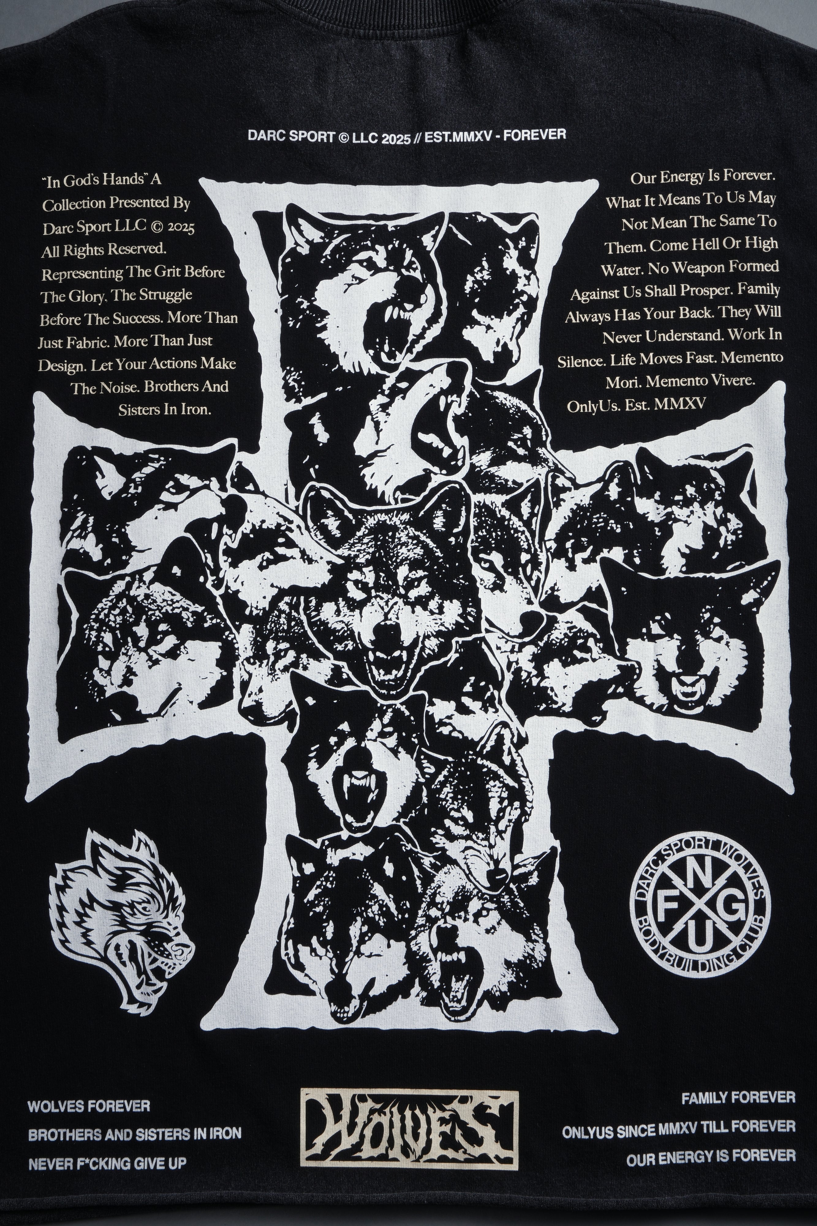 Iron Wolf Pack Grunge Cut-Off Tee in Black