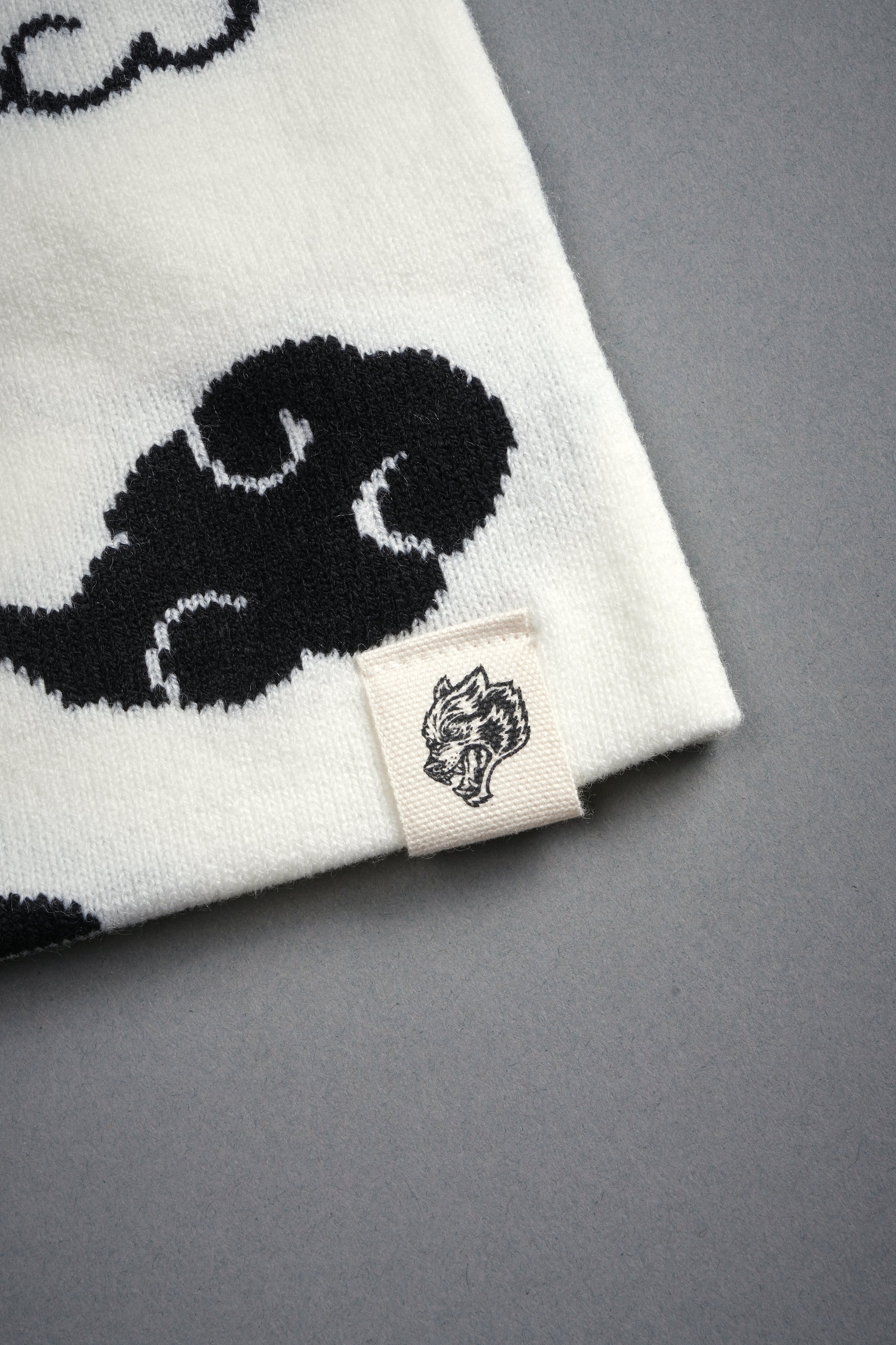 Wolf Clouds Cap Beanie in Cream/Black