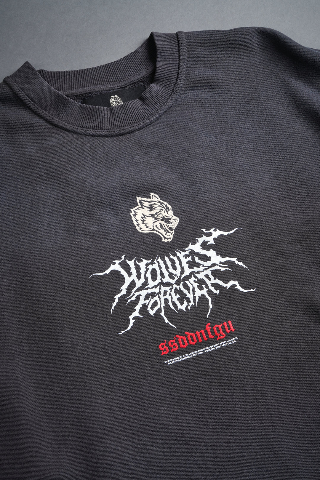 Mori Rose Raw Hem "Box Cut" Crewneck in Wolf Gray Drift Wash