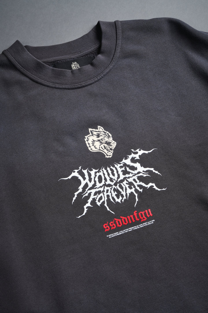 Mori Rose Raw Hem "Box Cut" Crewneck in Wolf Gray Drift Wash