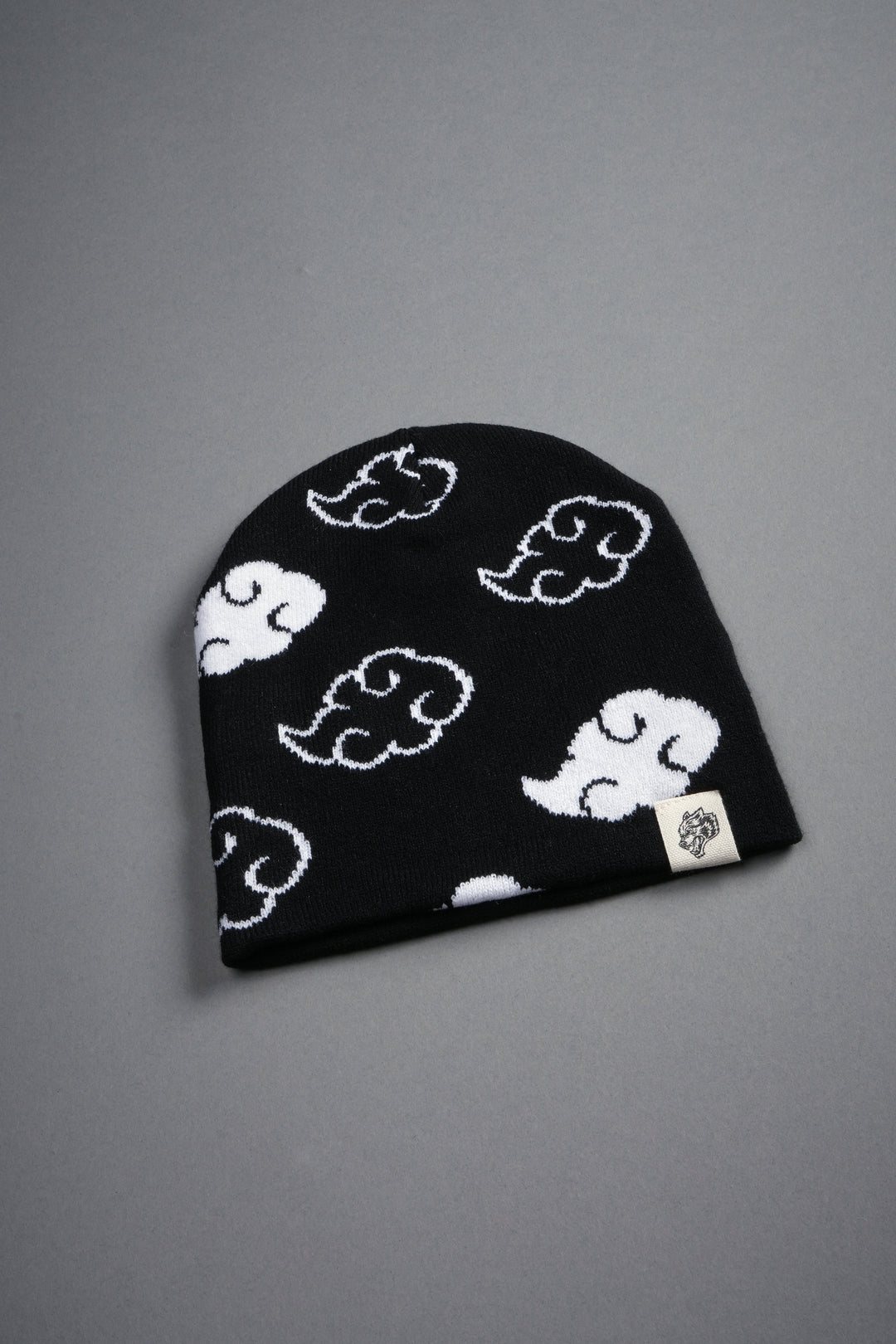 Wolf Clouds Cap Beanie in Black/White