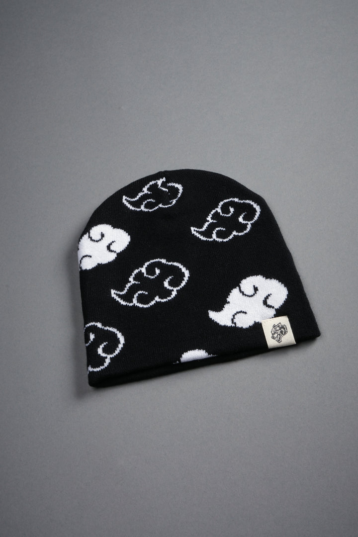 Wolf Clouds Cap Beanie in Black/White