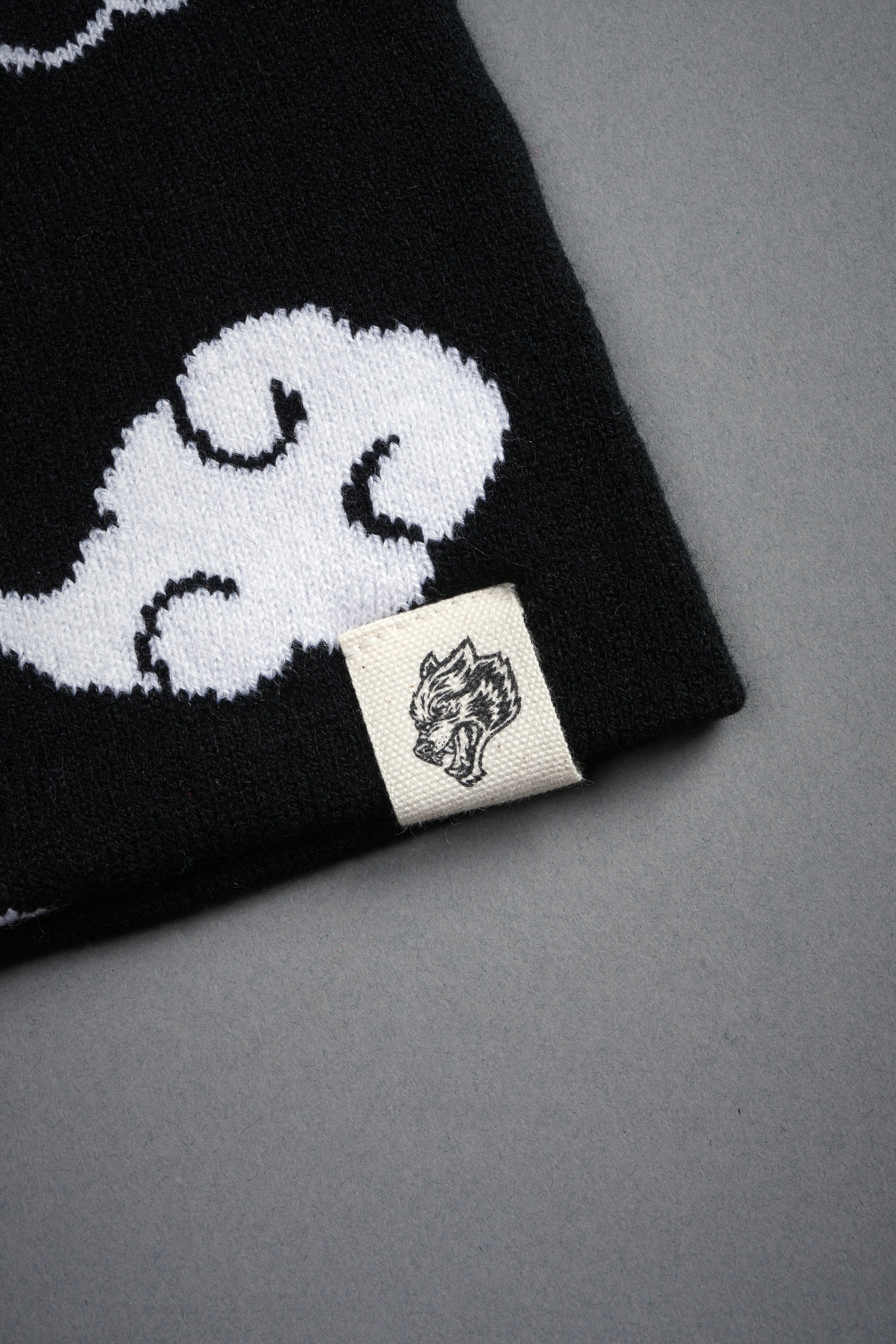 Wolf Clouds Cap Beanie in Black/White