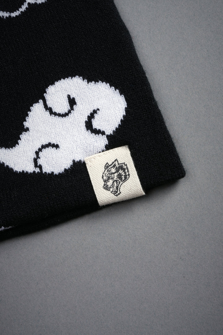 Wolf Clouds Cap Beanie in Black/White