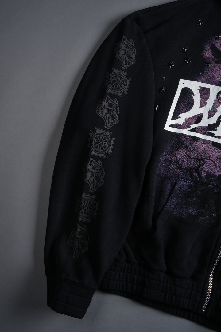 Midnight Horseman "Chambers" Zip Hoodie in Black Drift Wash