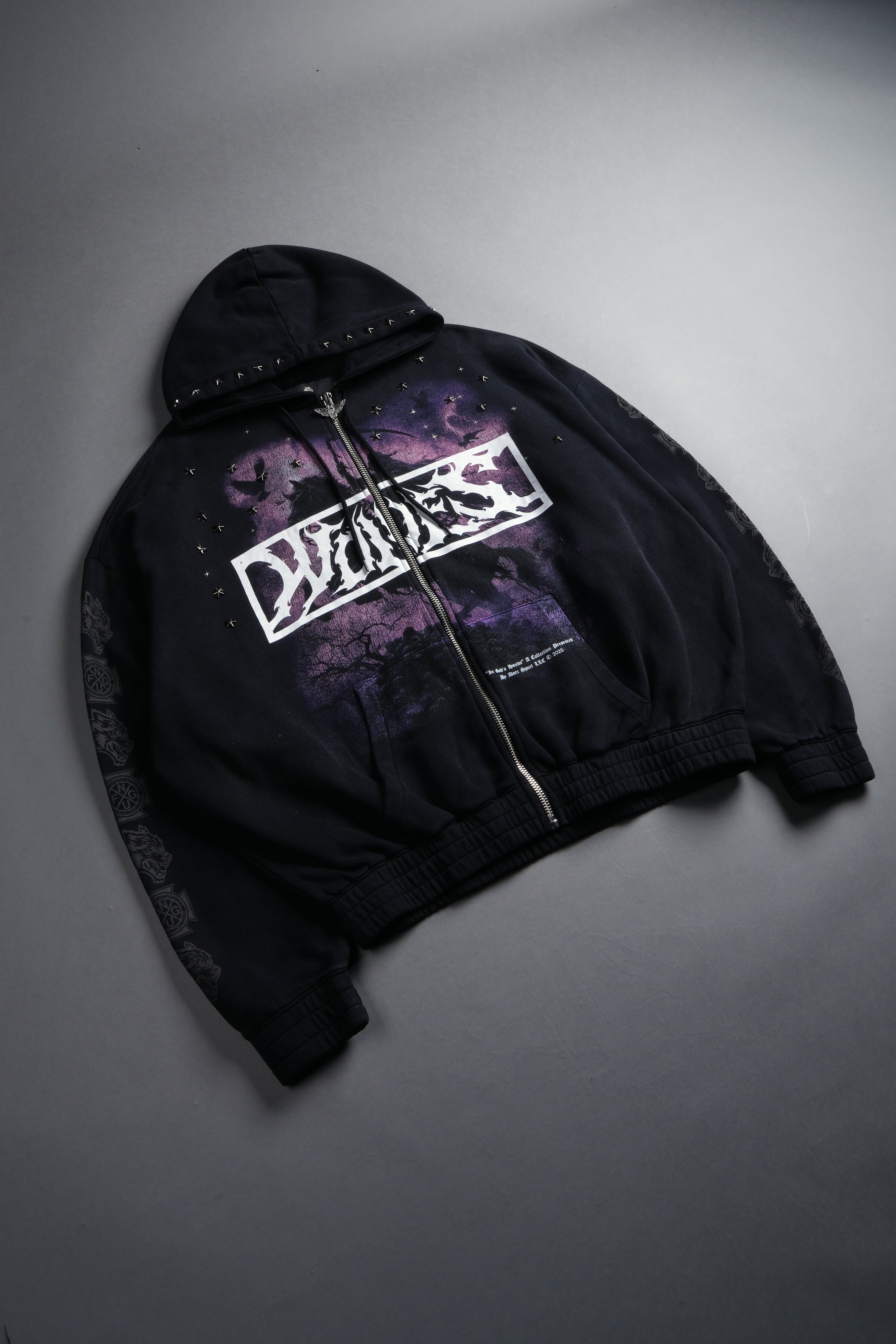 Midnight Horseman "Chambers" Zip Hoodie in Black Drift Wash
