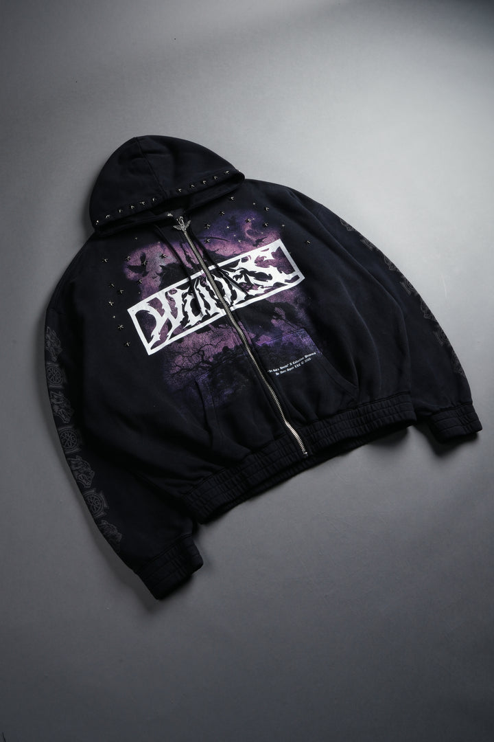 Midnight Horseman "Chambers" Zip Hoodie in Black Drift Wash