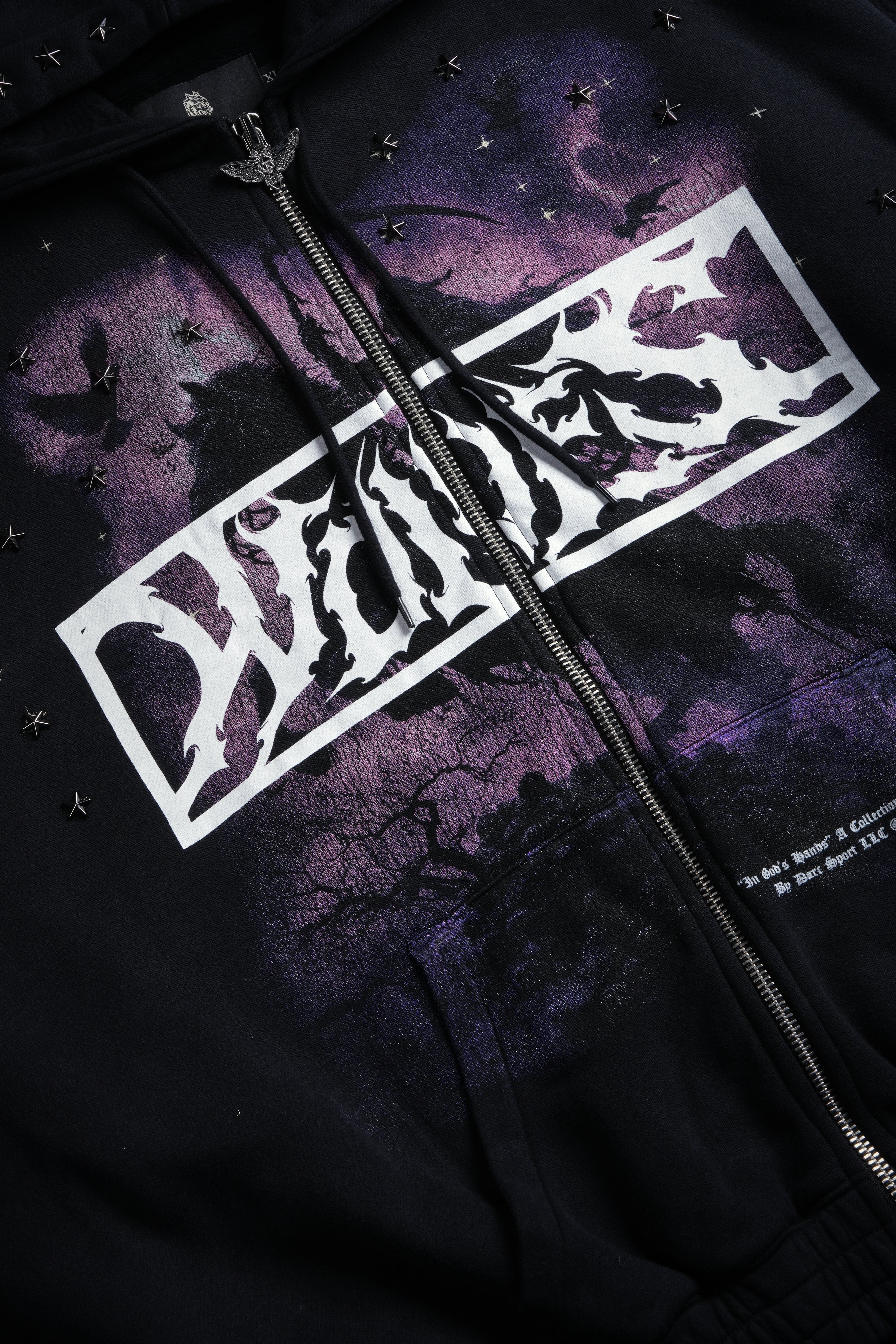 Midnight Horseman "Chambers" Zip Hoodie in Black Drift Wash