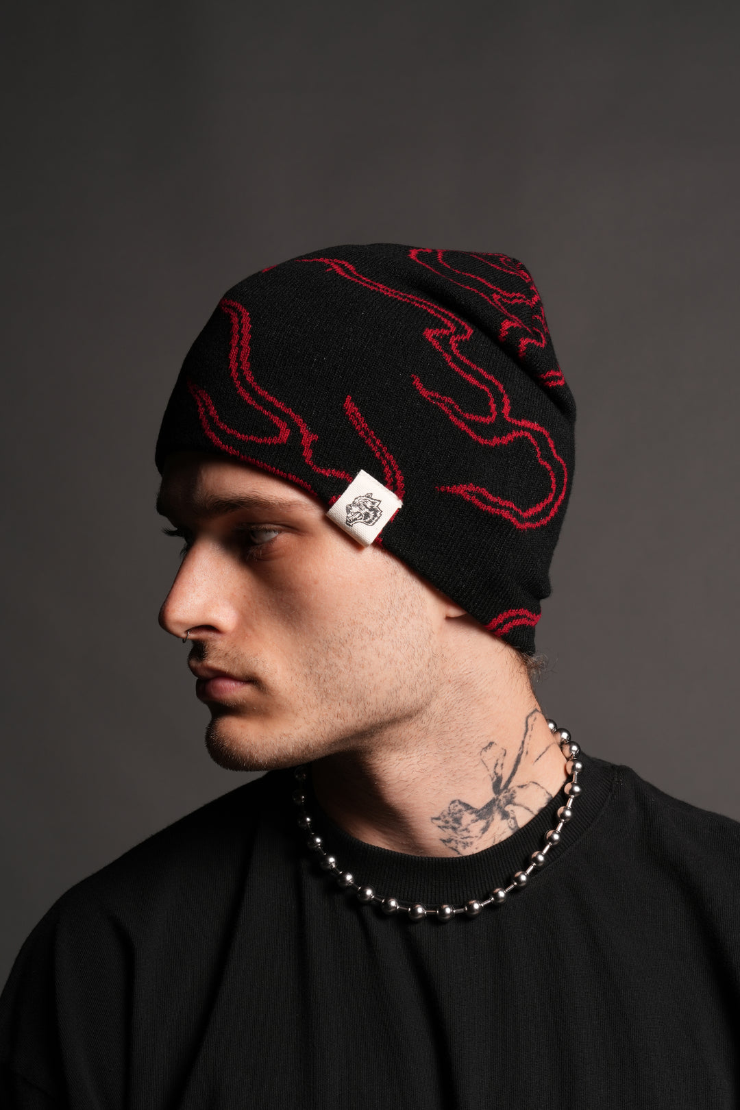 Our Fire Cap Beanie in Black/Red