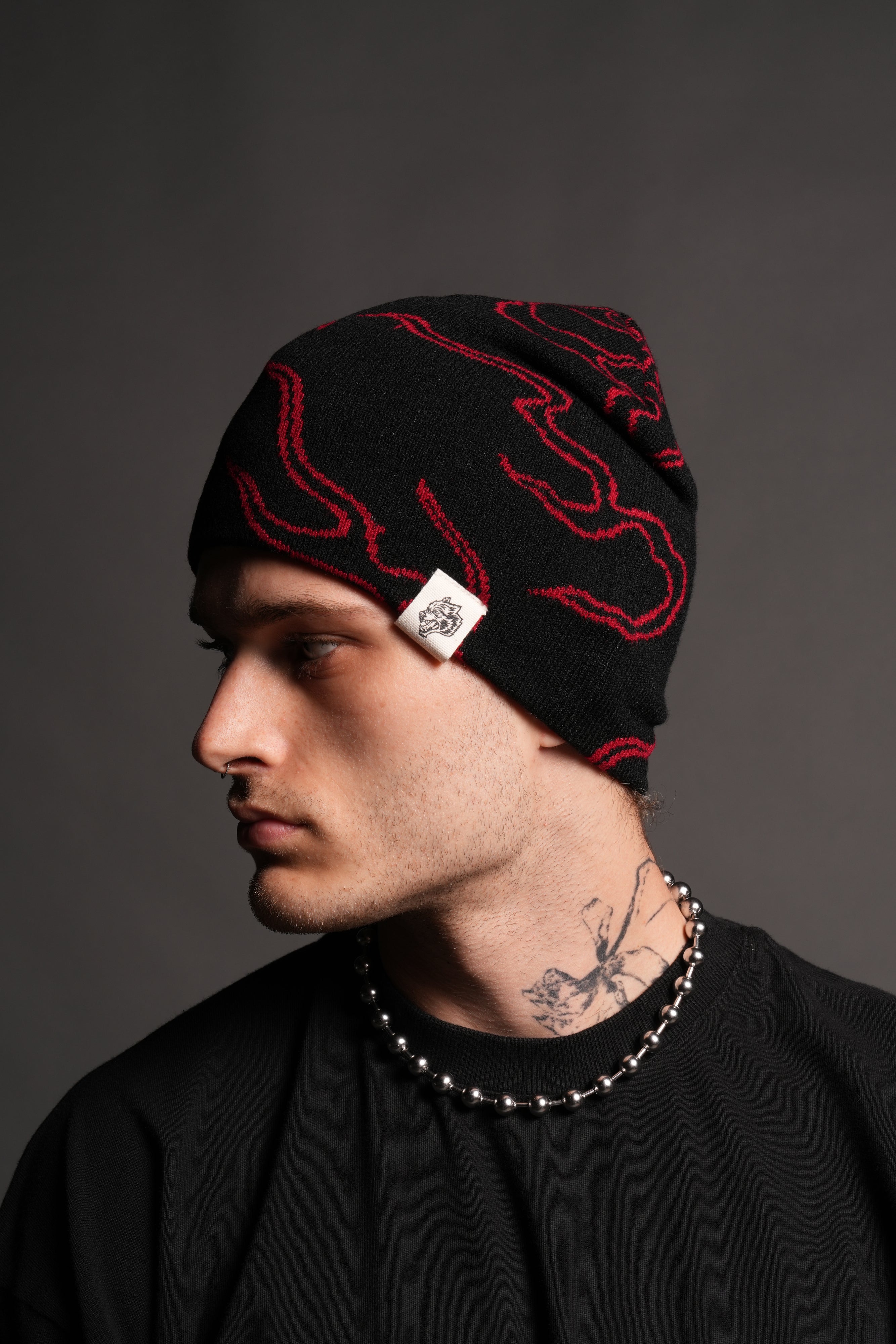 Our Fire Cap Beanie in Black/Red