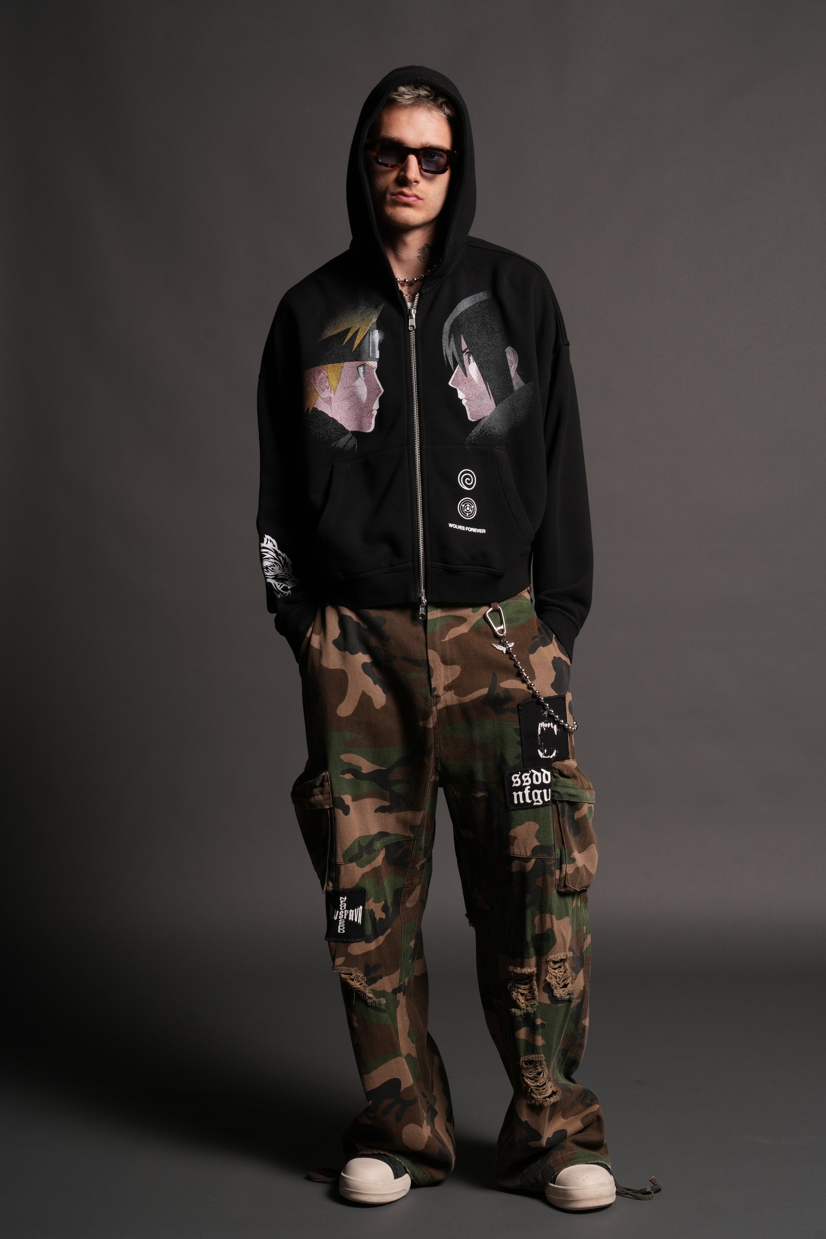 Last Battle Vex Double Zip Hoodie in Black
