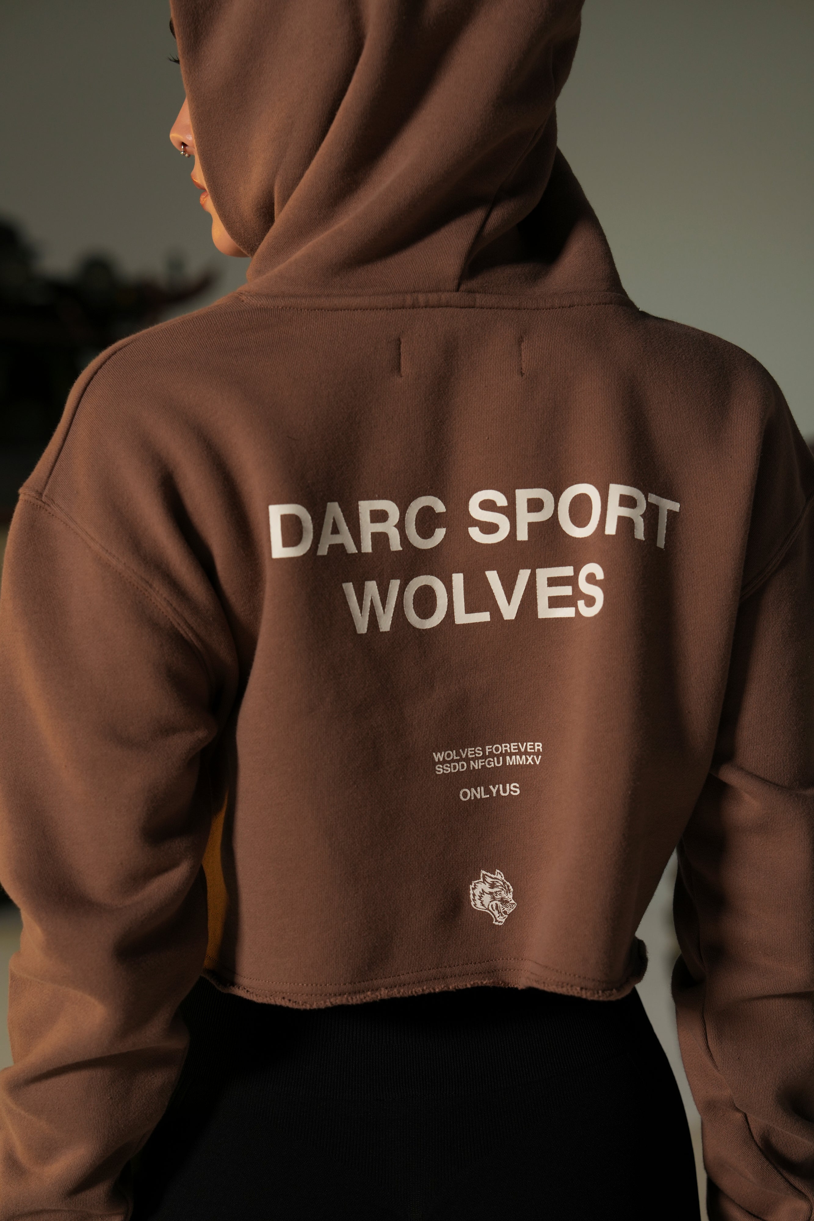 Darc Sport Wolves "Pierce" (Cropped) Hoodie in Norse Brown