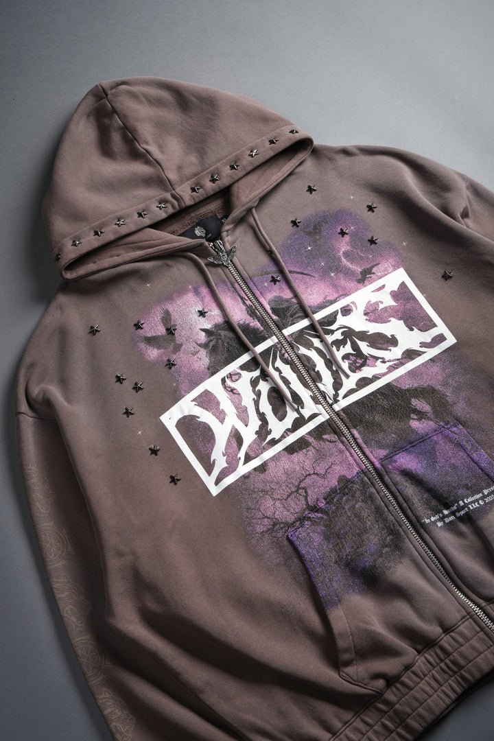 Midnight Horseman "Chambers" Zip Hoodie in Mojave Brown Drift Wash