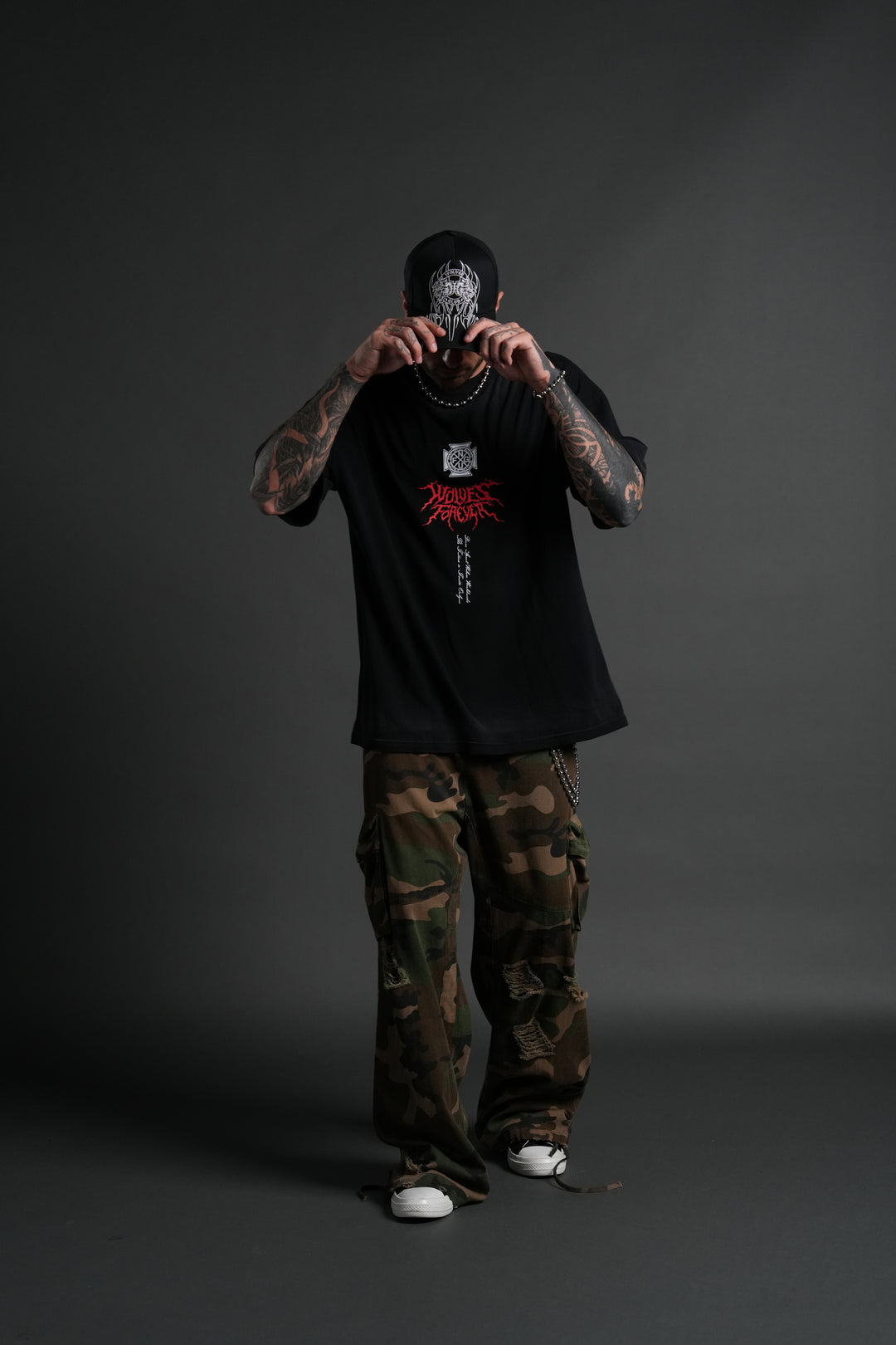 Future's Call "Side By Side" Series Premium Oversized Tee in Black Drift Wash