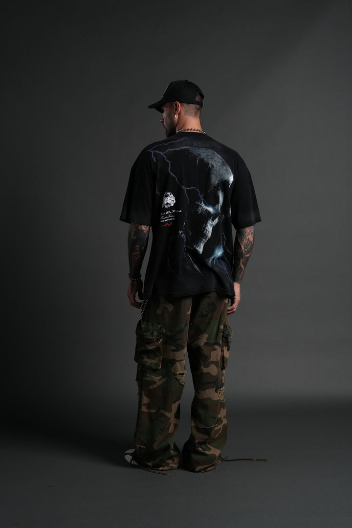 Future's Call "Side By Side" Series Premium Oversized Tee in Black Drift Wash