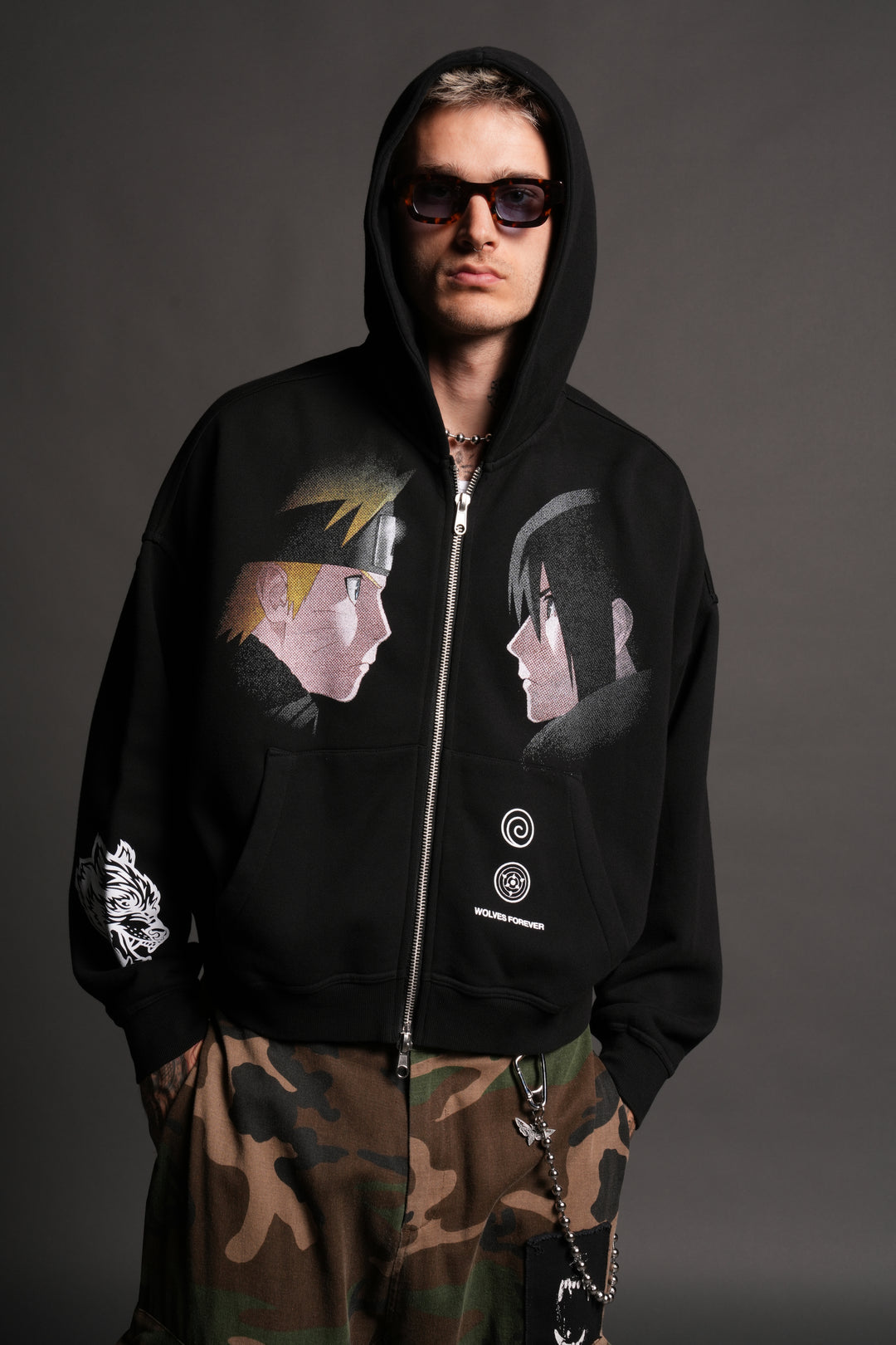 Last Battle Vex Double Zip Hoodie in Black