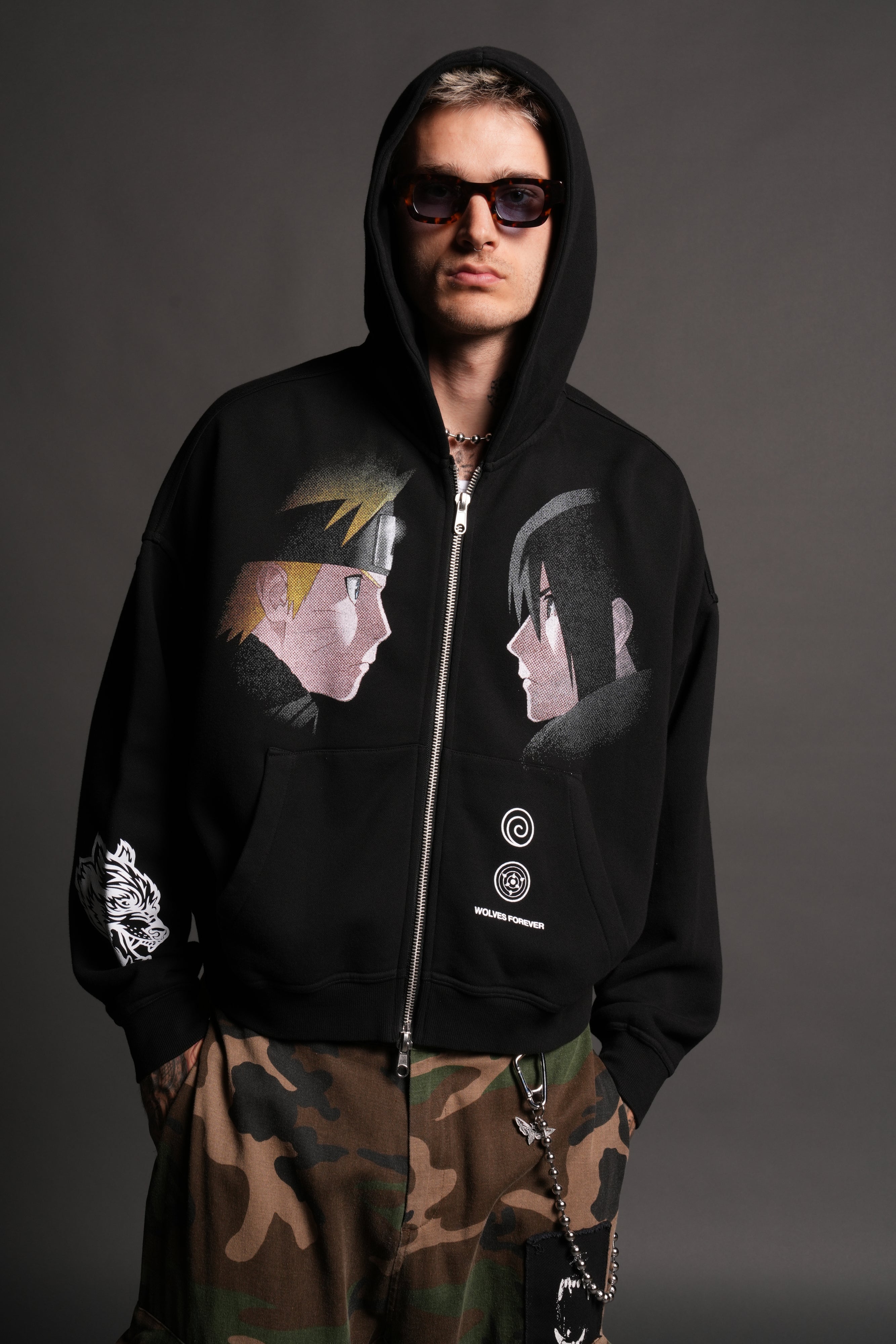 Last Battle Vex Double Zip Hoodie in Black