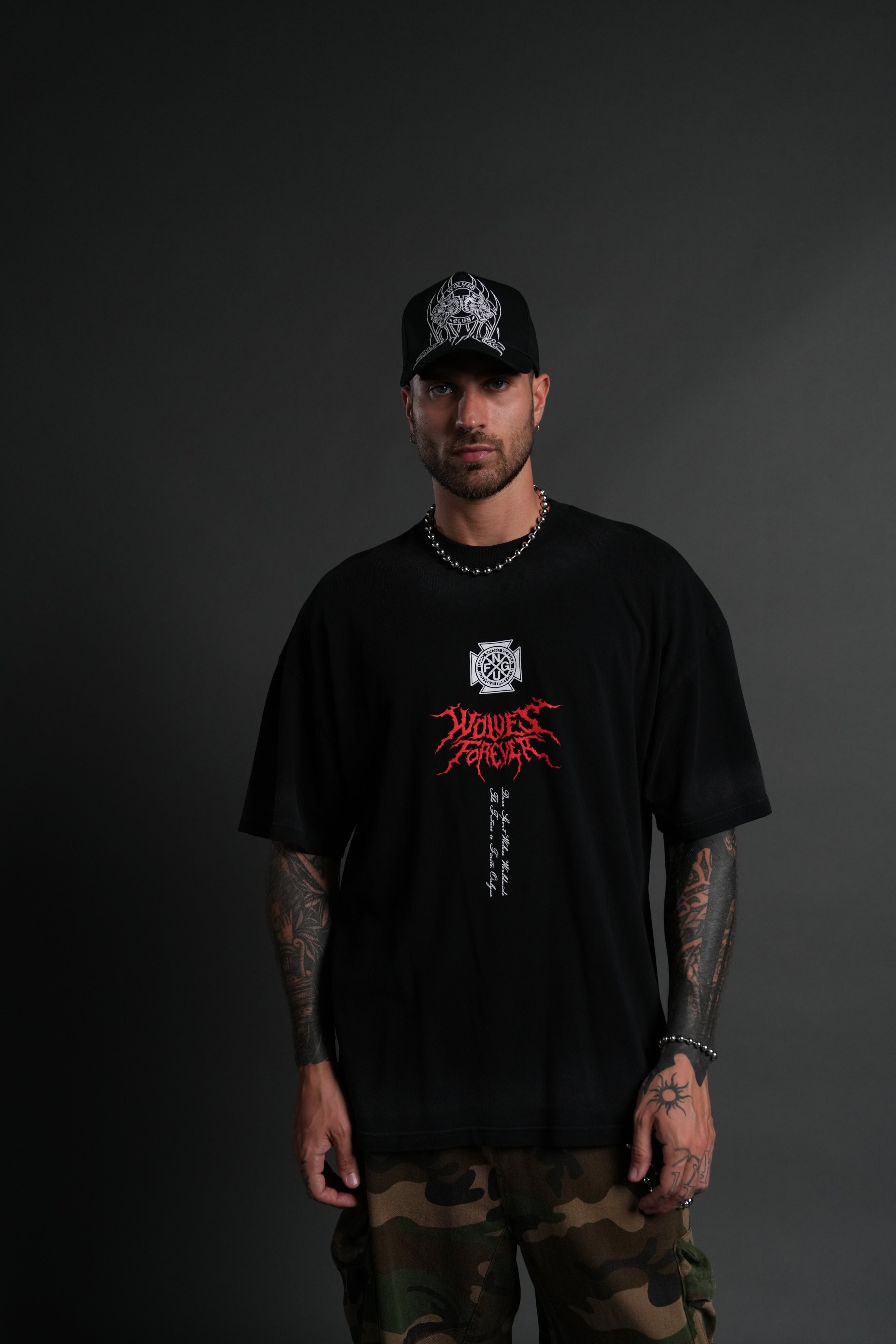 Future's Call "Side By Side" Series Premium Oversized Tee in Black Drift Wash