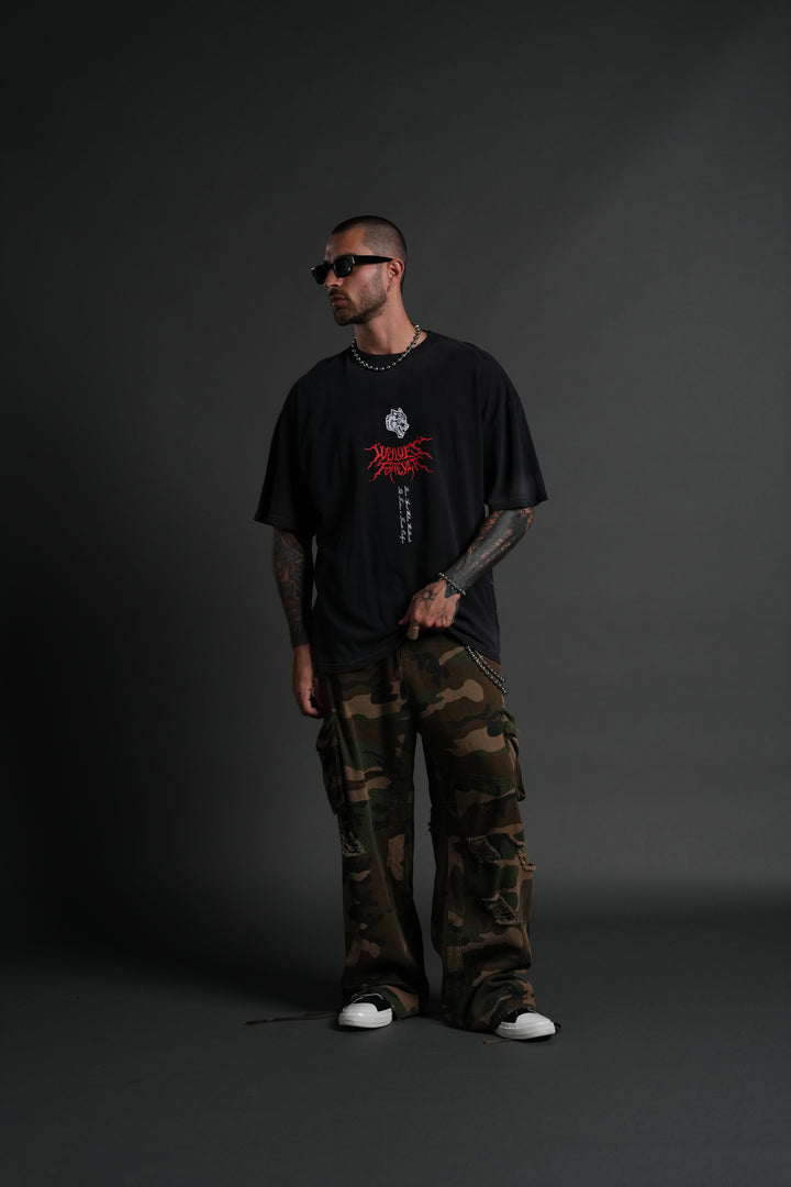 Eye of the Beast "Side By Side" Series Premium Oversized Tee in Noir Drift Wash