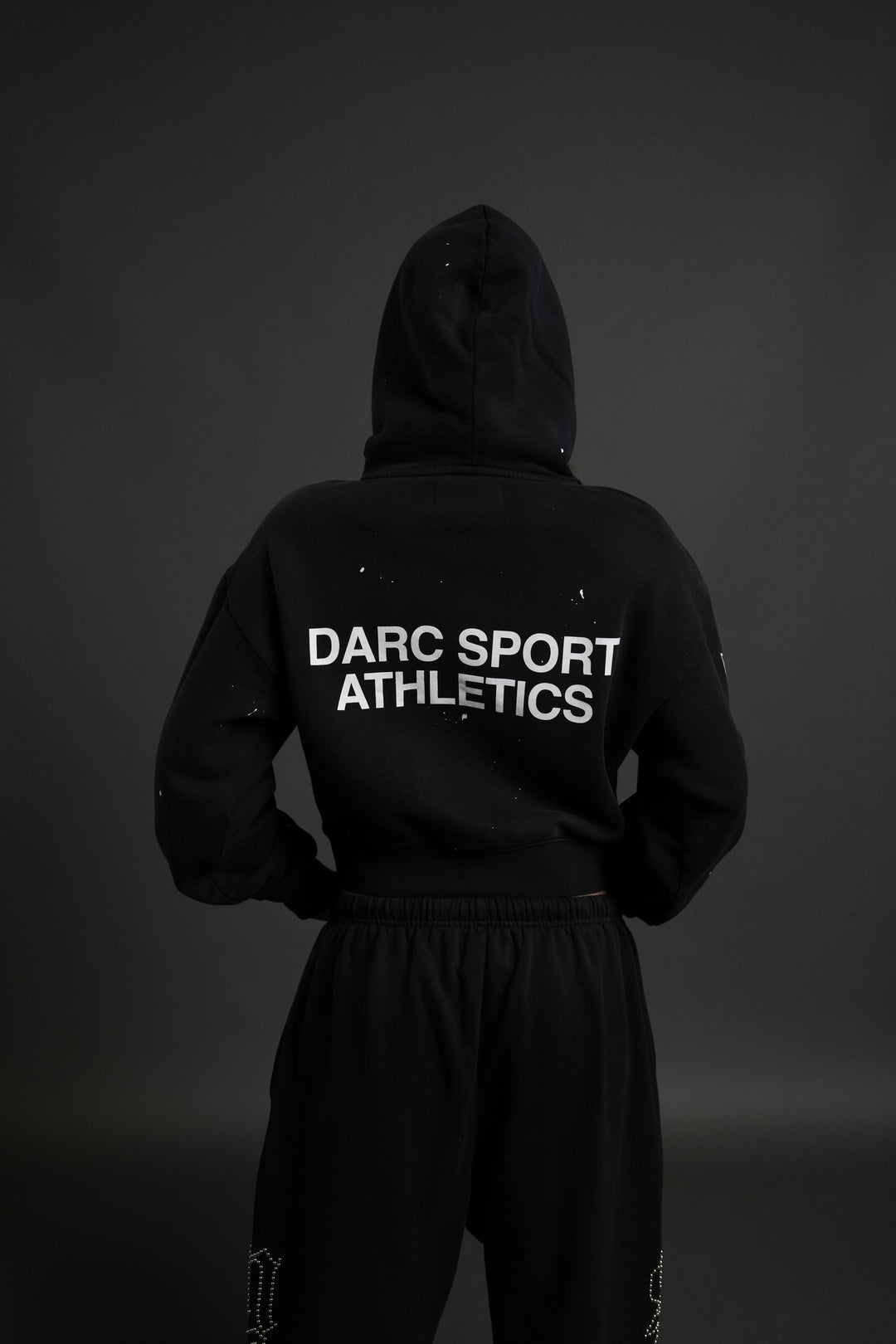 Darc Sport Athletics Owen Cropped Hoodie in Black Drift Wash