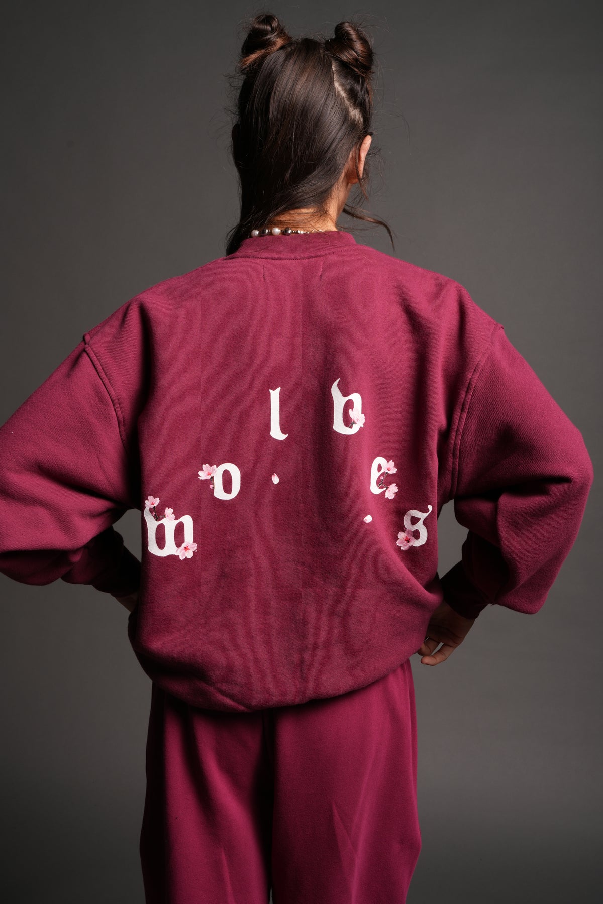 Sakura Pyramid Premium London Crewneck In Deep Raspberry