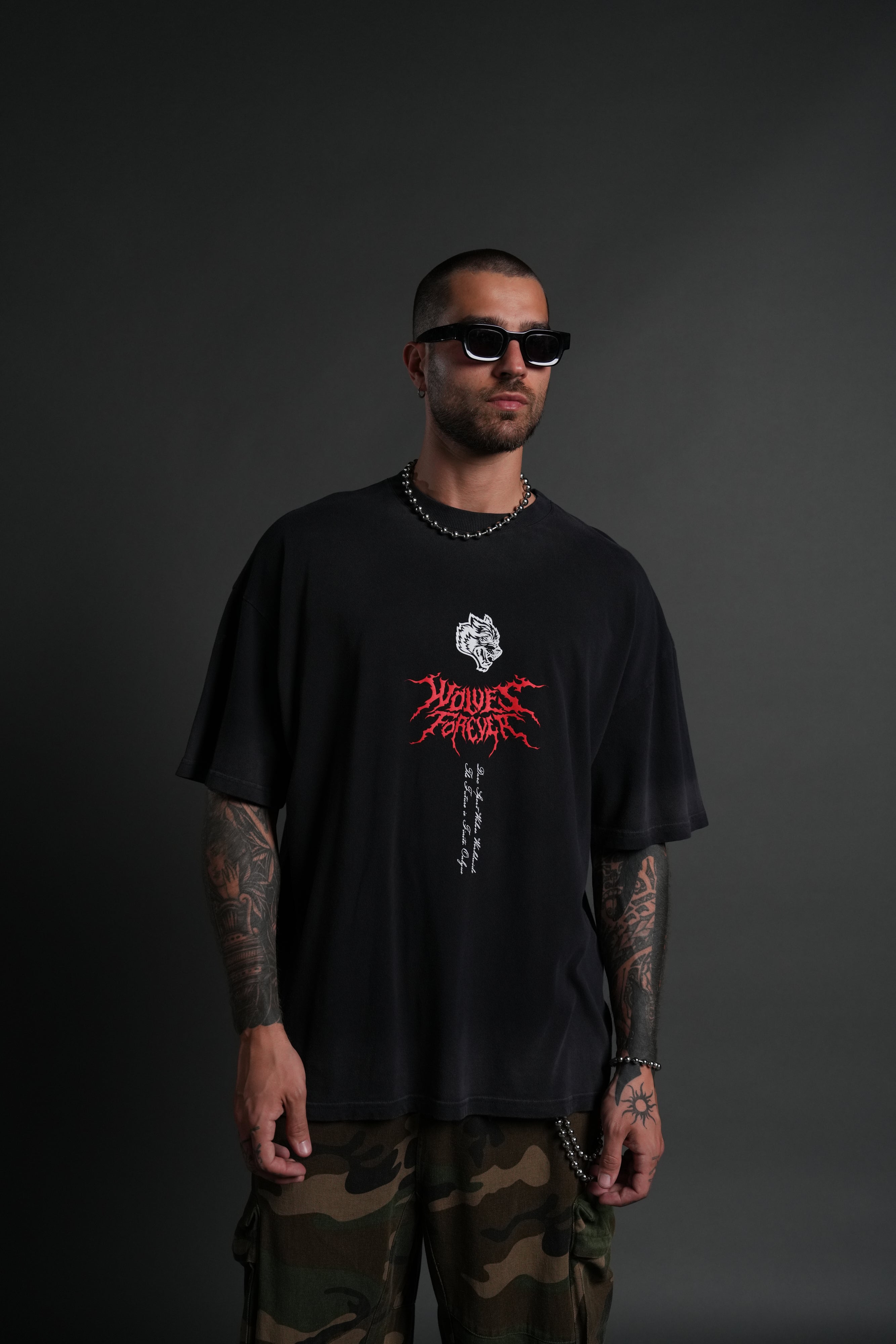 Eye of the Beast "Side By Side" Series Premium Oversized Tee in Noir Drift Wash