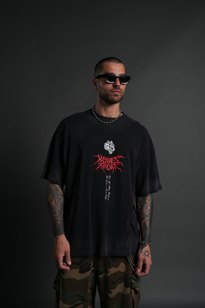Eye of the Beast "Side By Side" Series Premium Oversized Tee in Noir Drift Wash