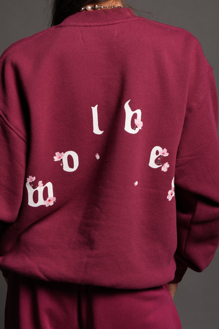 Sakura Pyramid Premium London Crewneck In Deep Raspberry