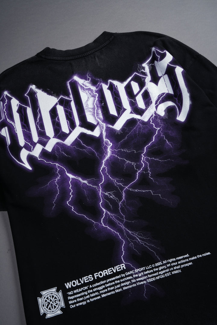 Wolves Lightning "Premium" Oversized Unisex Tee in Black