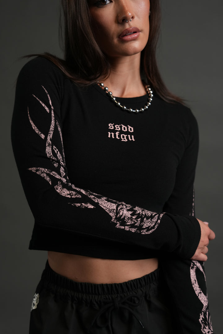 Finite Flame L/S "Baby" Tee in Black
