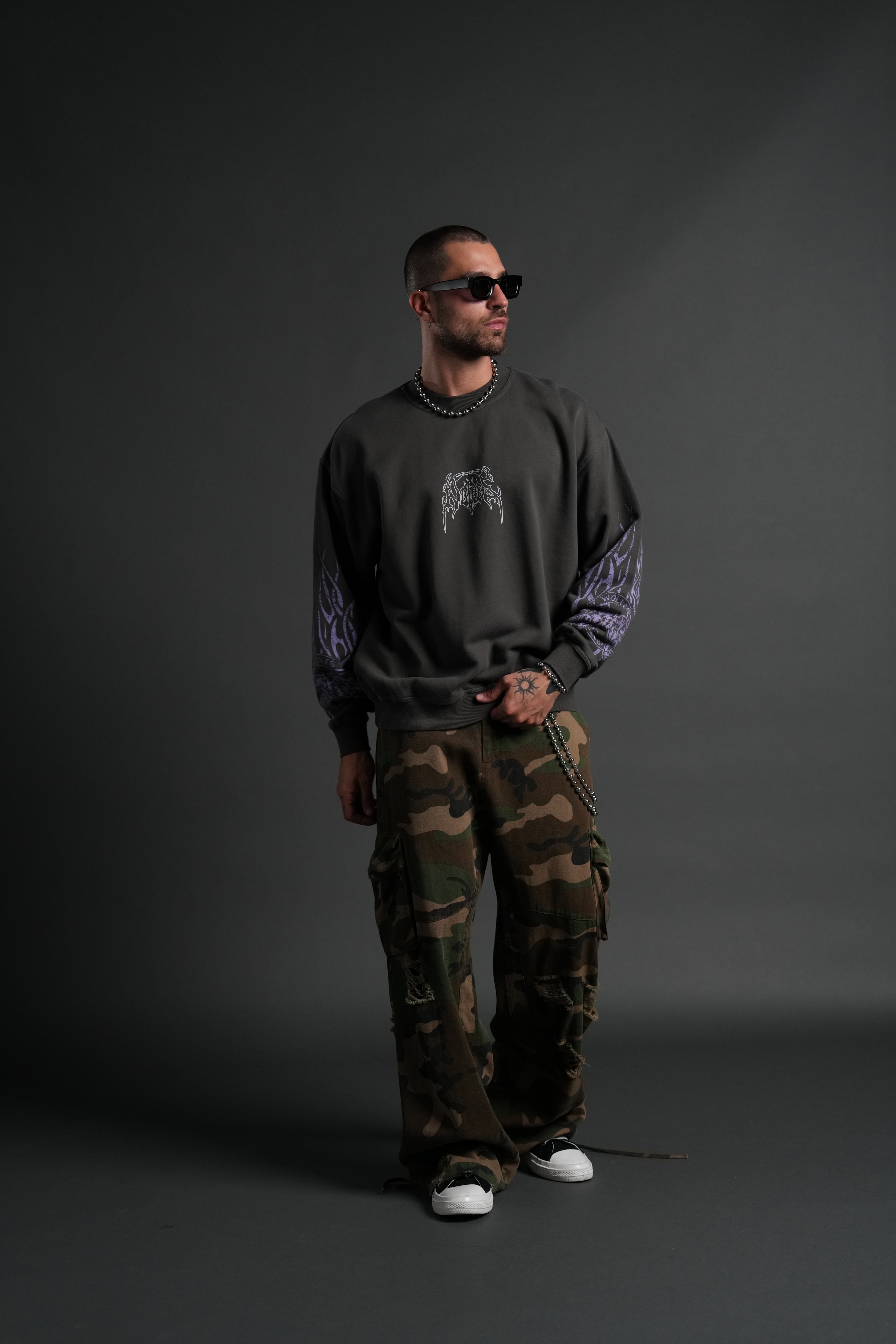 Finite Flame London Crewneck in Wolf Gray