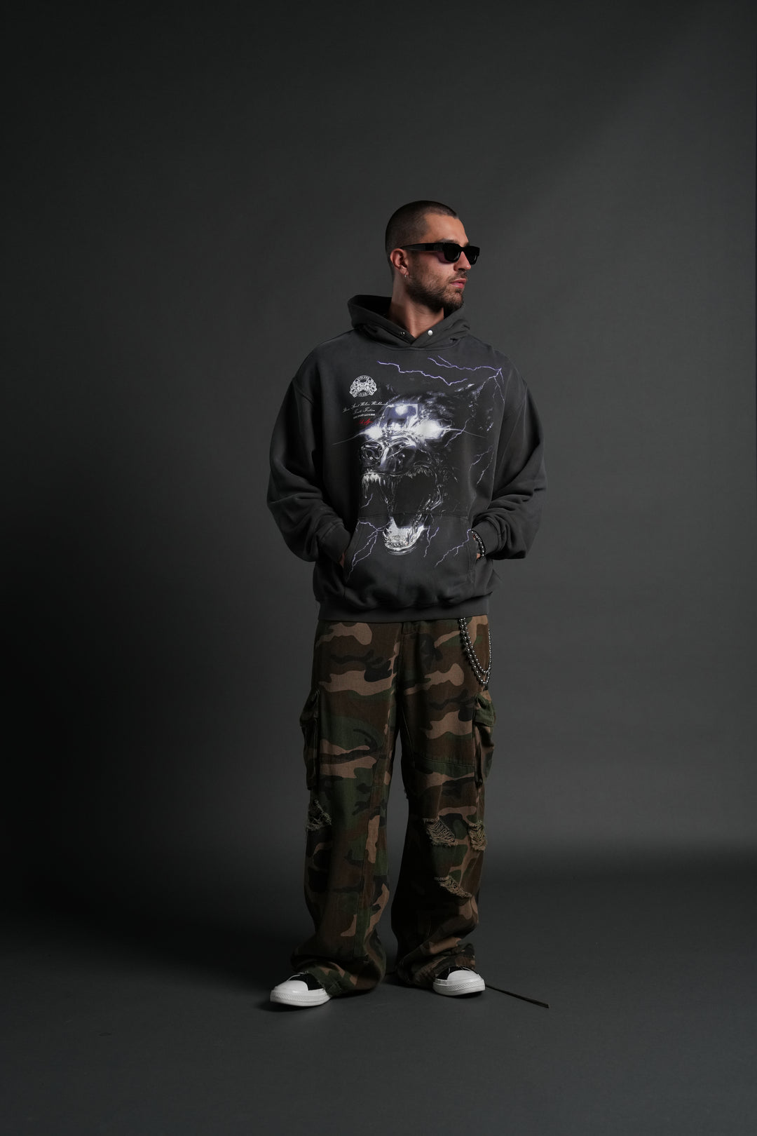 Eye of the Beast "Pierce" Hoodie in Wolf Gray Drift Wash