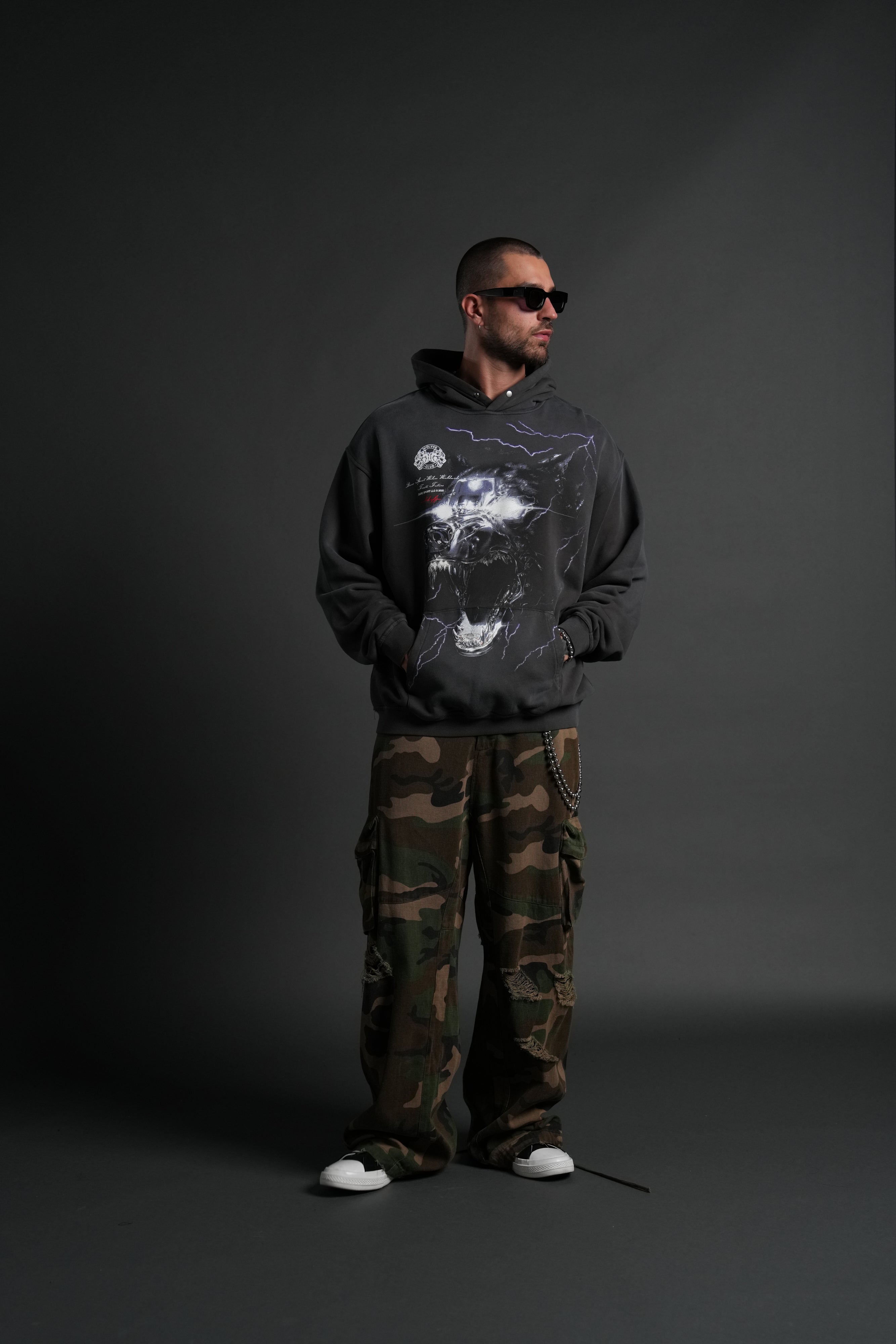 Eye of the Beast "Pierce" Hoodie in Wolf Gray Drift Wash